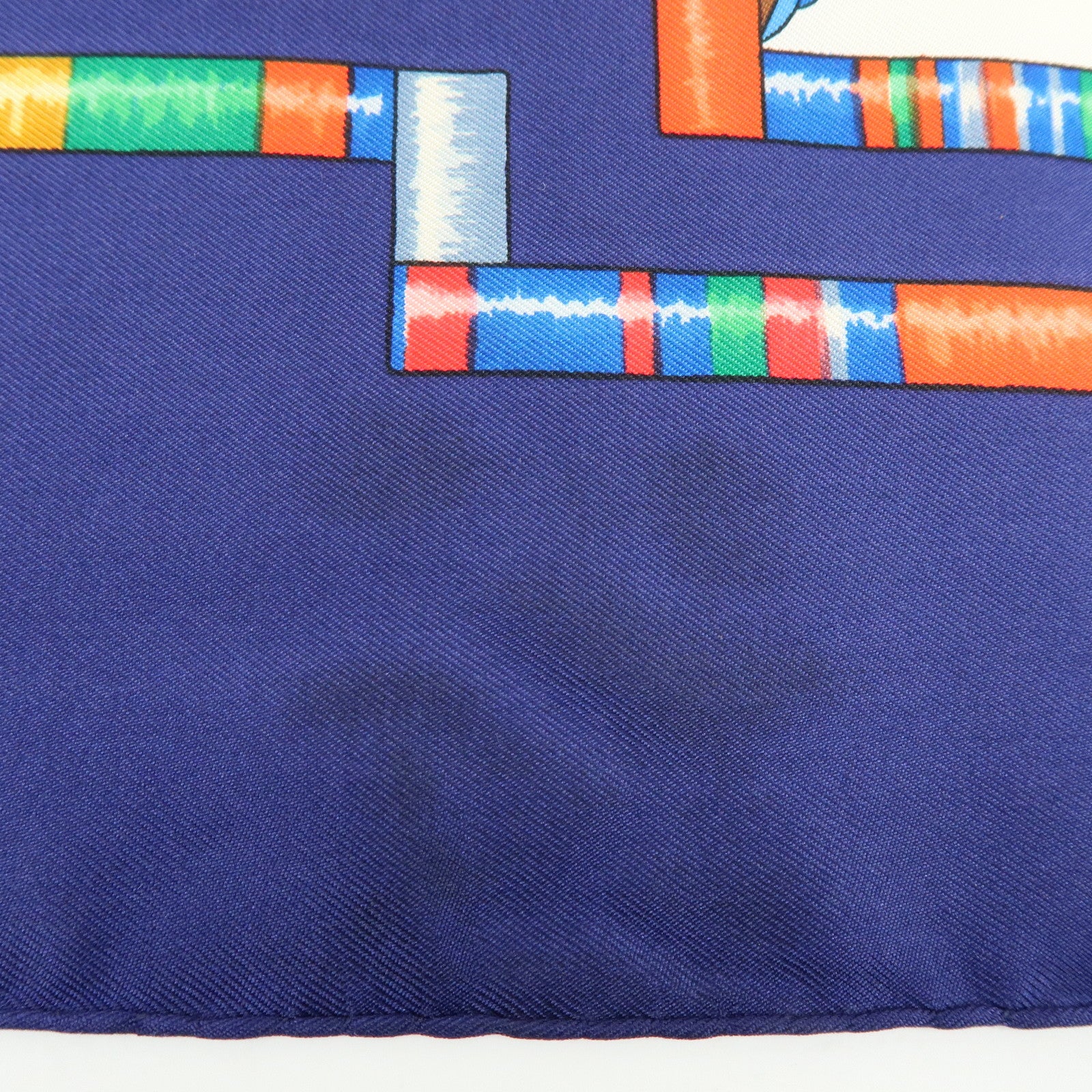 HERMES Carre 90 Silk 100% Scarf Petite Main Navy Multicolor