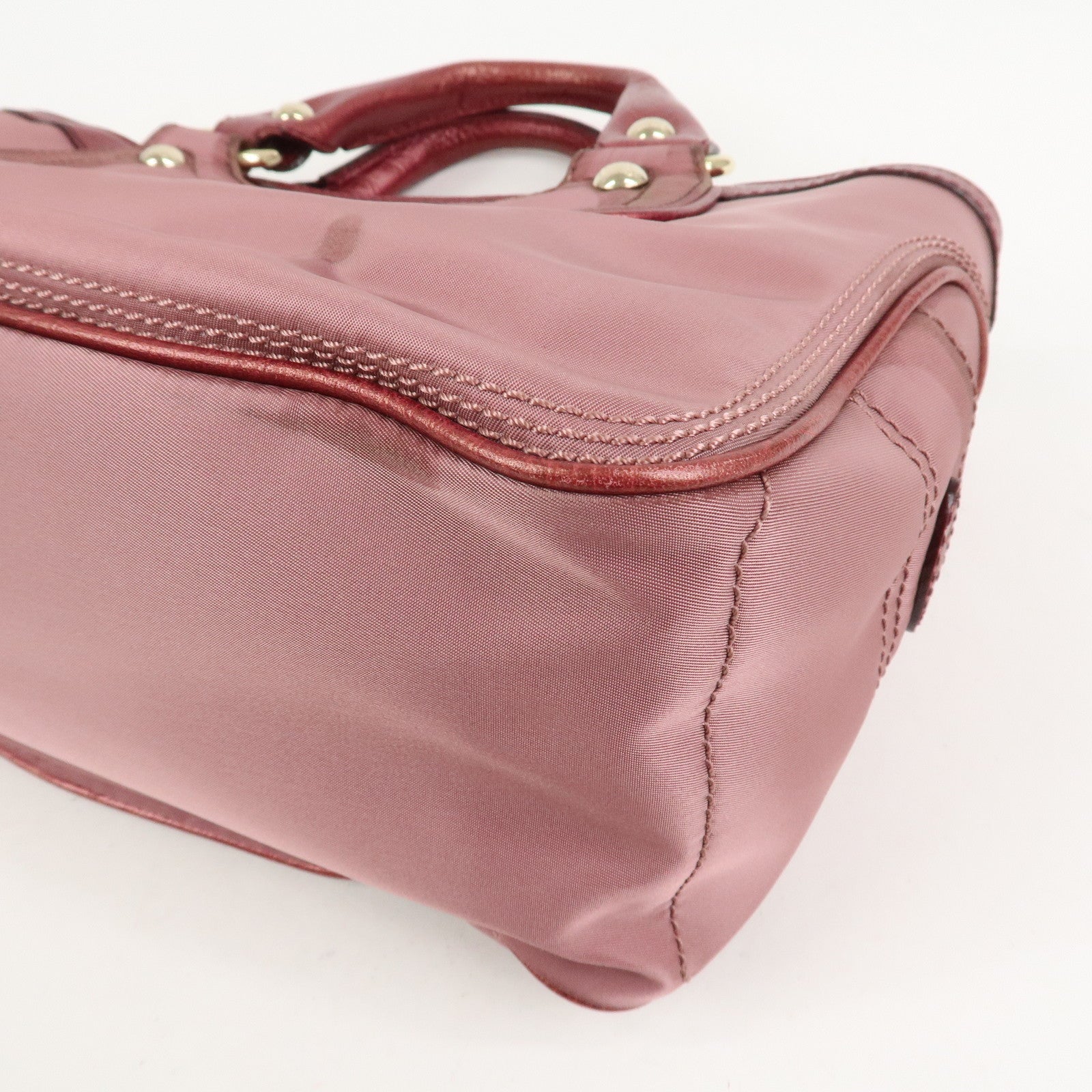 CELINE Logo Nylon Leather Boogie Bag Hand Bag Pink