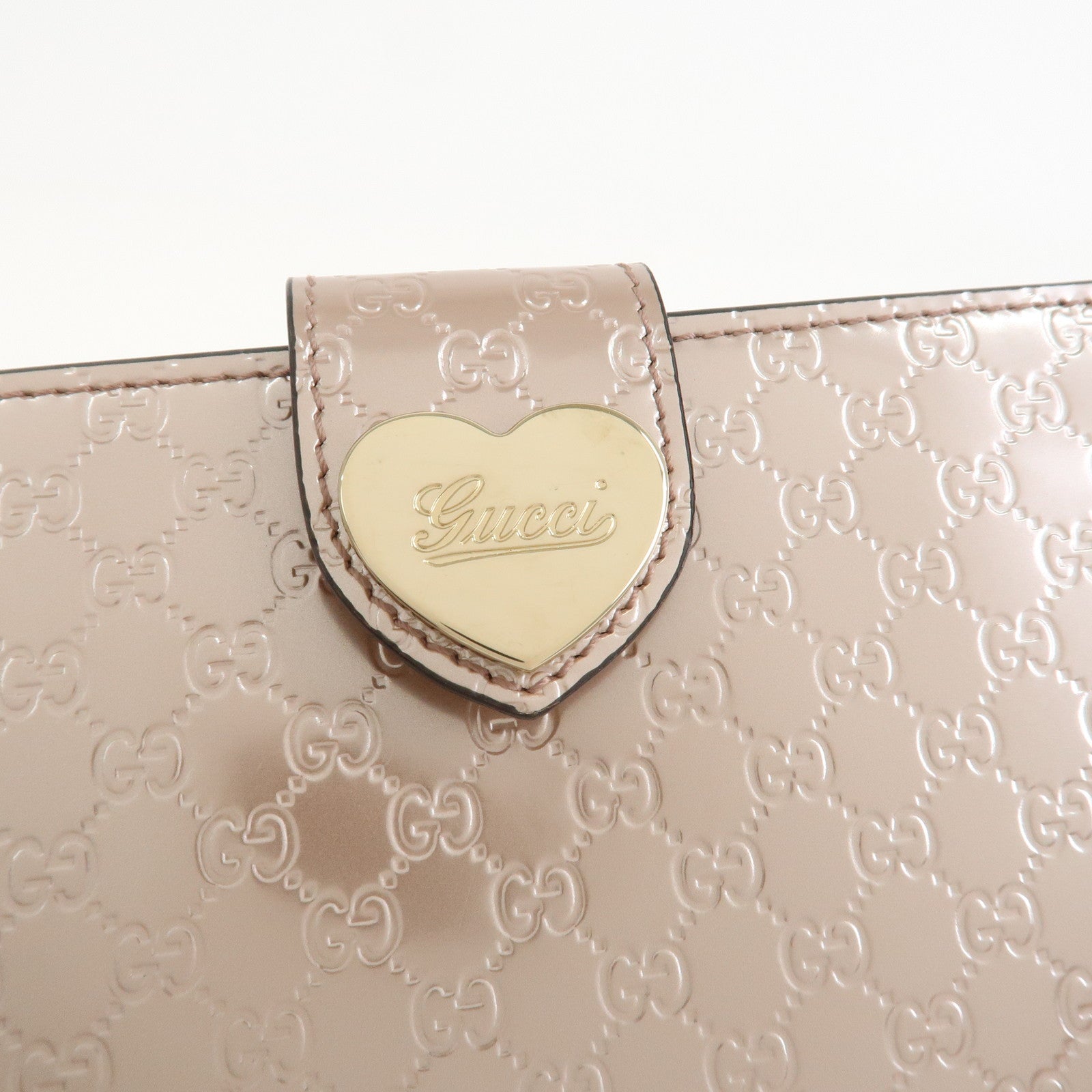 GUCCI Micro Guccissima Lovely Heart W Hook Long Wallet Pink 203550