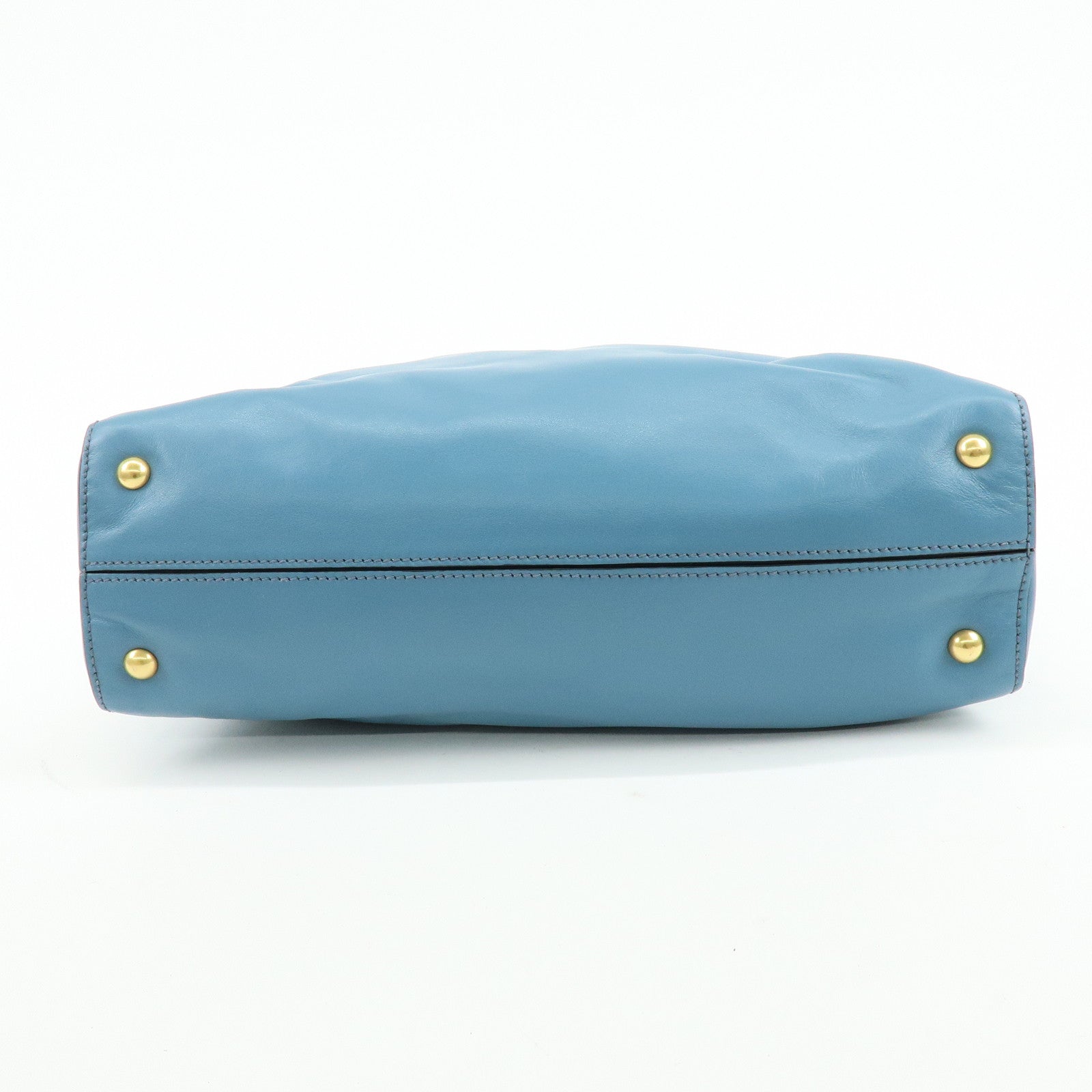 MIU MIU Soft Calf Leather Tote Bag Shoulder Hand Bag Blue R1914S