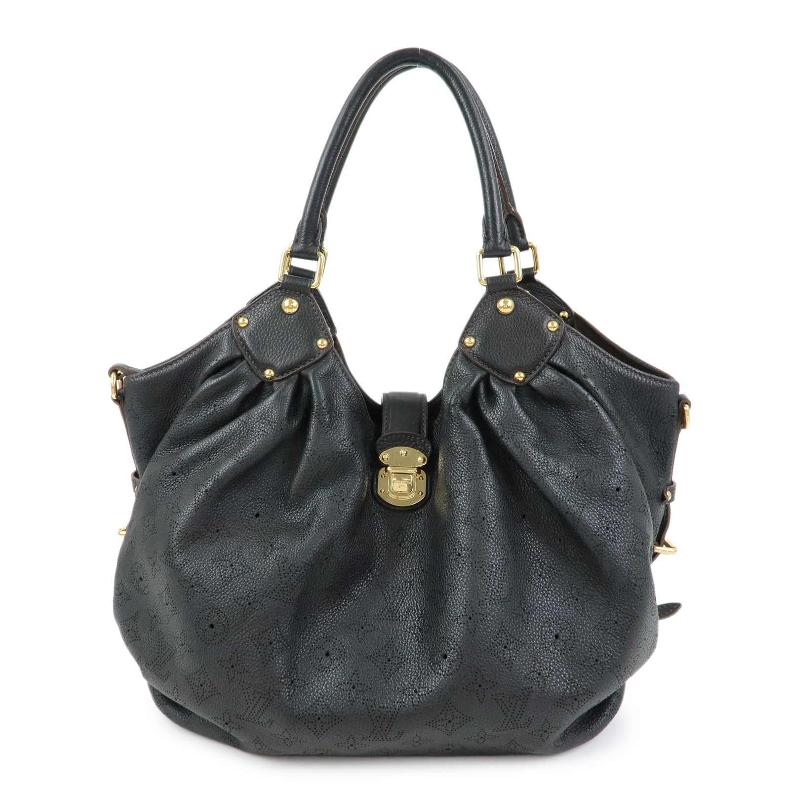 Louis Vuitton Monogram Leather Mahina L Shoulder Bag Noir M95765