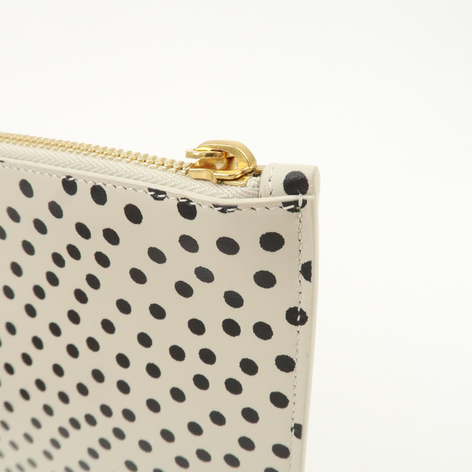 SAINT LAURENT Leather Clutch Bag Black White Gold Hardware 635099