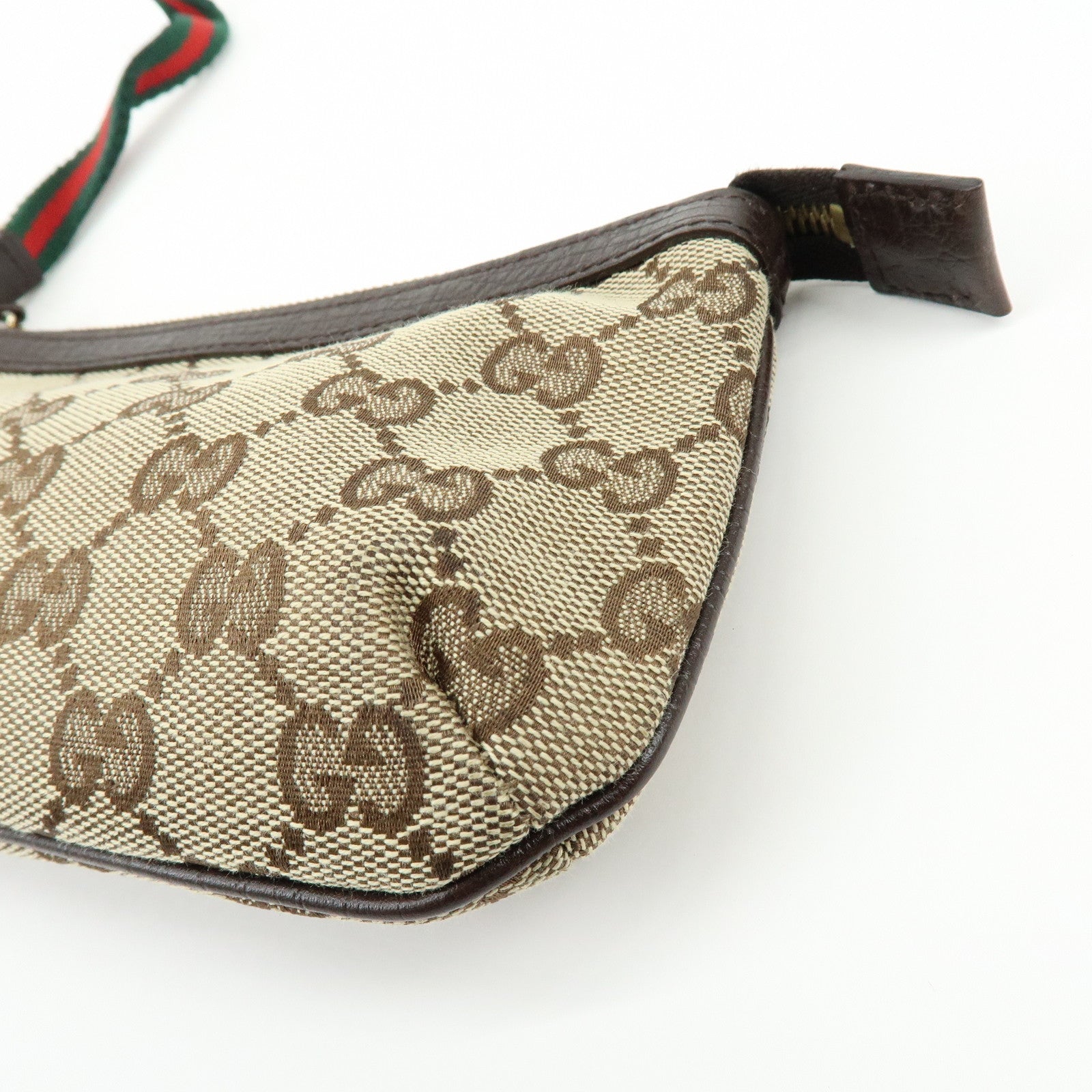 GUCCI Sherry GG Canvas Leather Pouch Jackie Charm Beige 152507