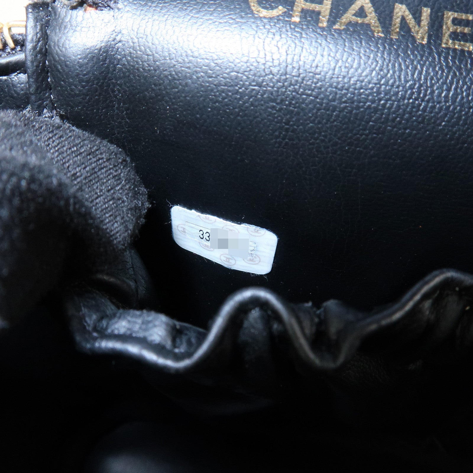 CHANEL Bicolore Lamb Skin Vanity Bag Hand Bag Makeup Bag A01619