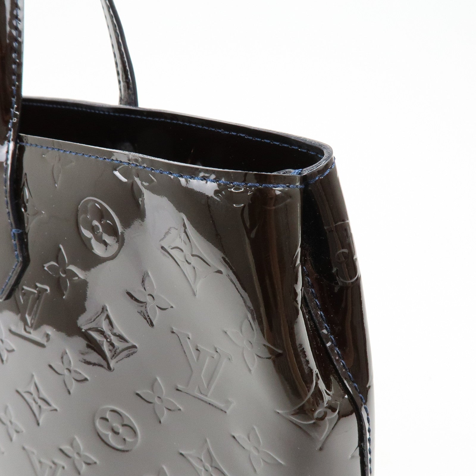 Louis Vuitton Monogram Vernis Wilshire GM Tote Bag Bleu Nuit M91442