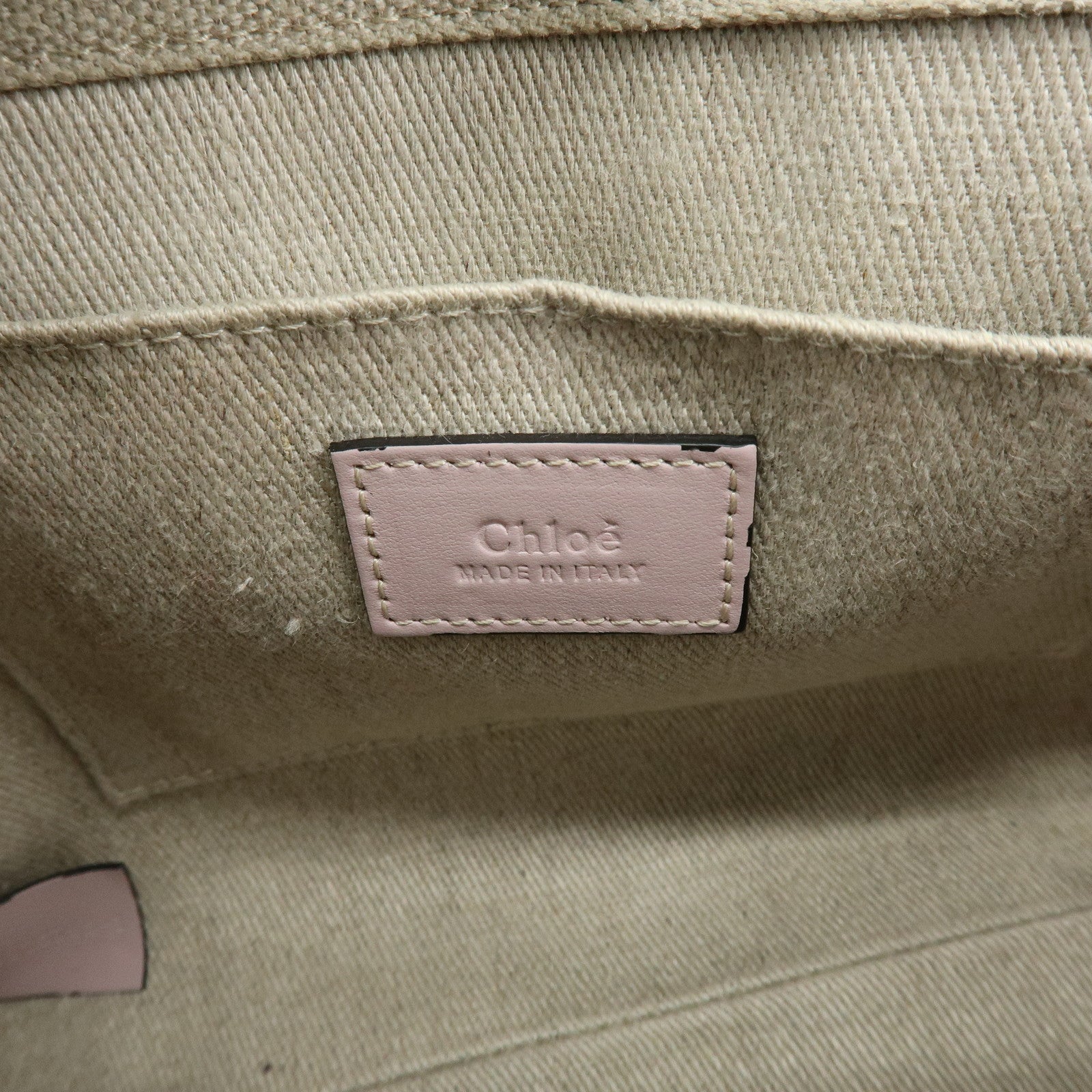 Chloe Woody Canvas Leather 2Way Bag Shoulder Bag Natural Pink