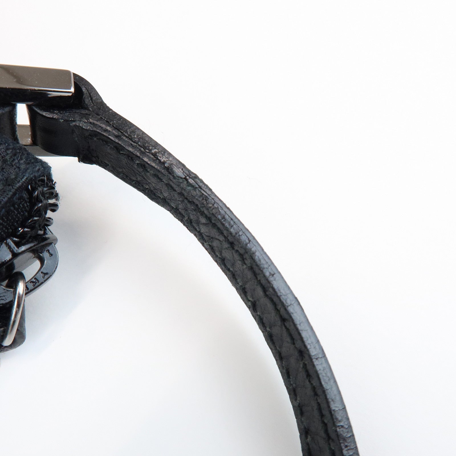 GUCCI Boat Bag GG Canvas Leather Pouch Hand Bag Black 07198