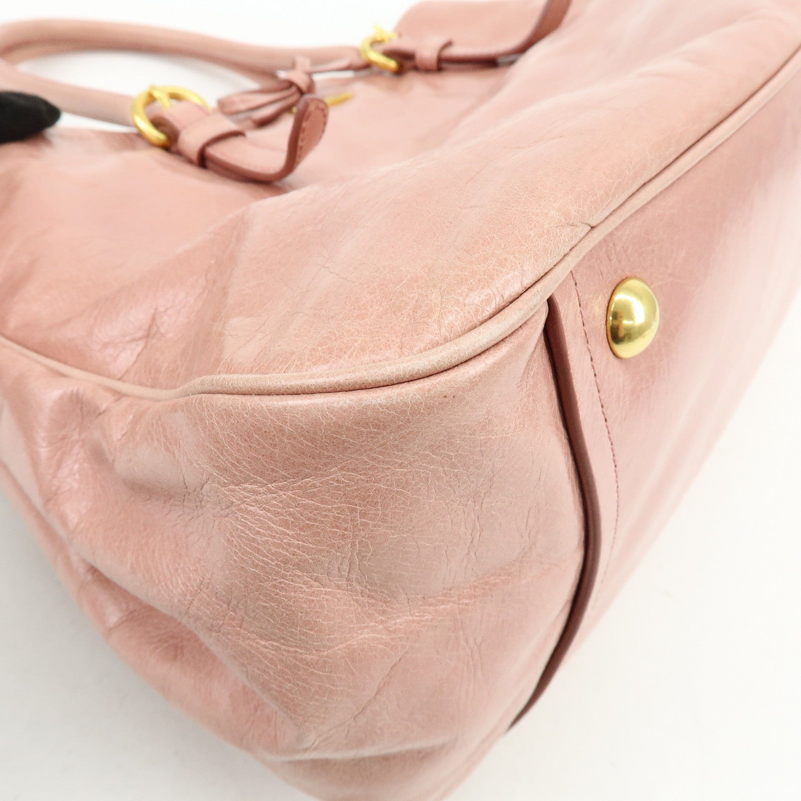 MIU MIU Leather Ribbon 2Way Bag Hand Bag Shoulder Bag Pink