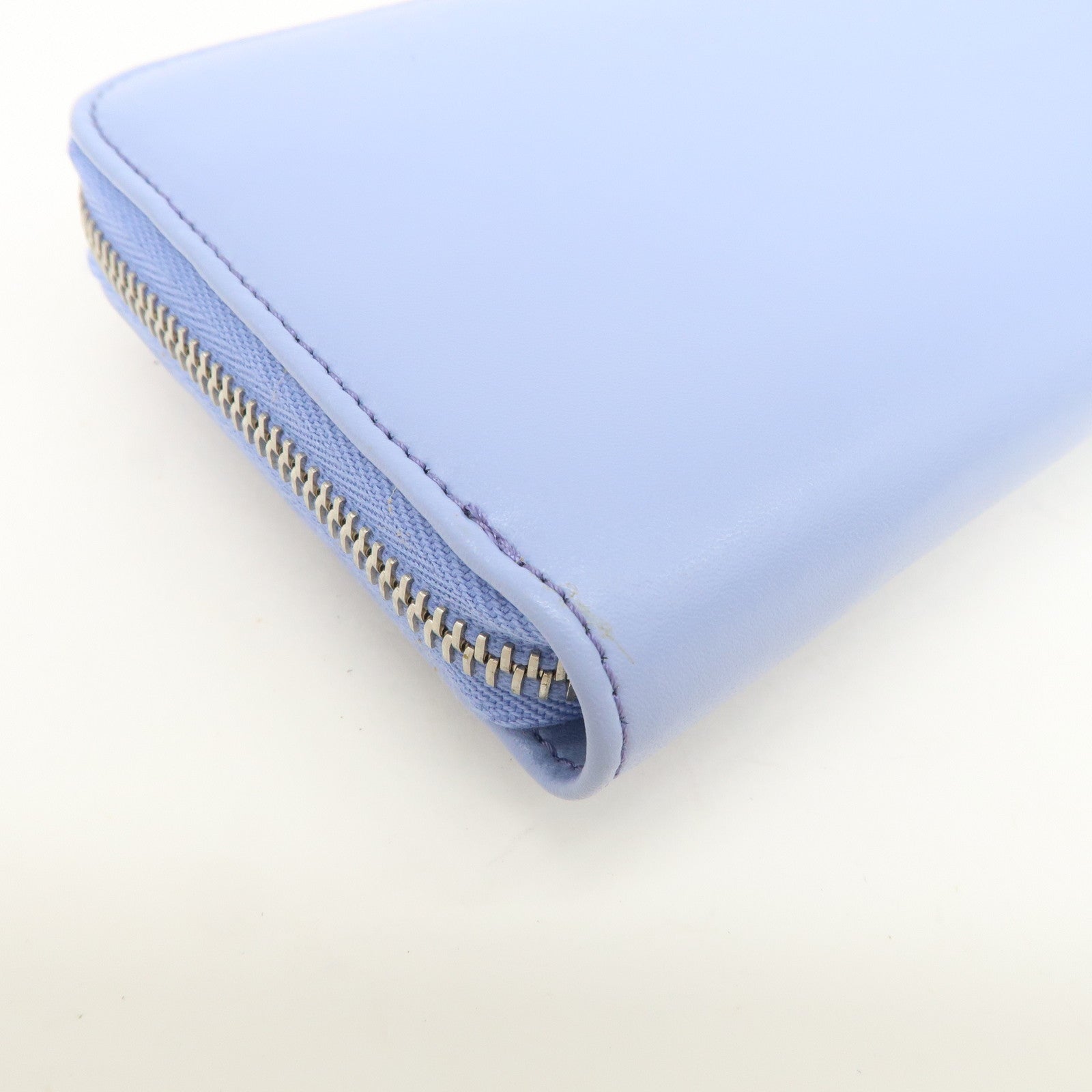 FENDI Plexiglass Studs Round Zippy Long Wallet Light Blue 8M0299