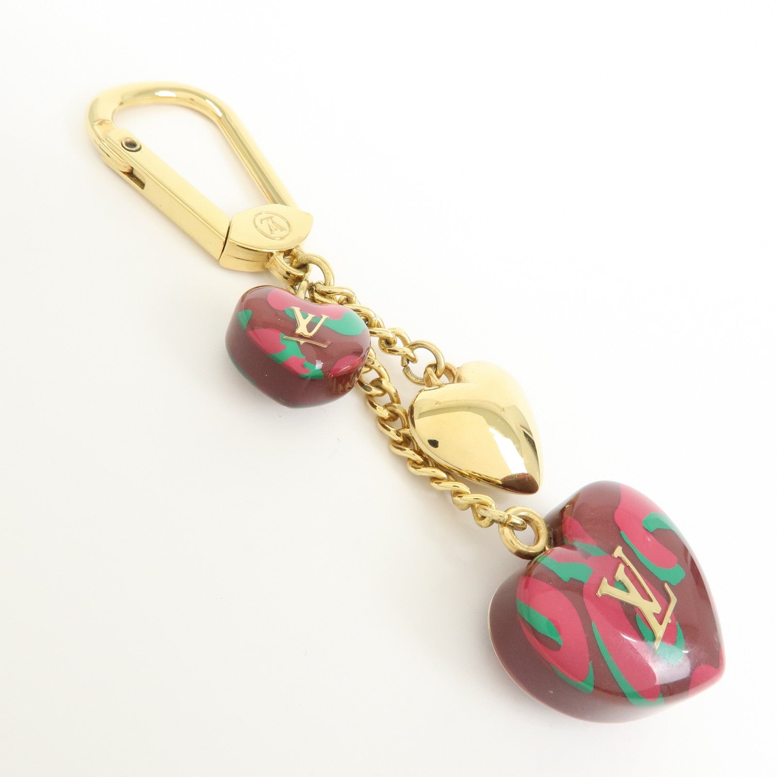 Louis Vuitton Porte Cles Leopard Metal Key Charm Rouge Fauviste