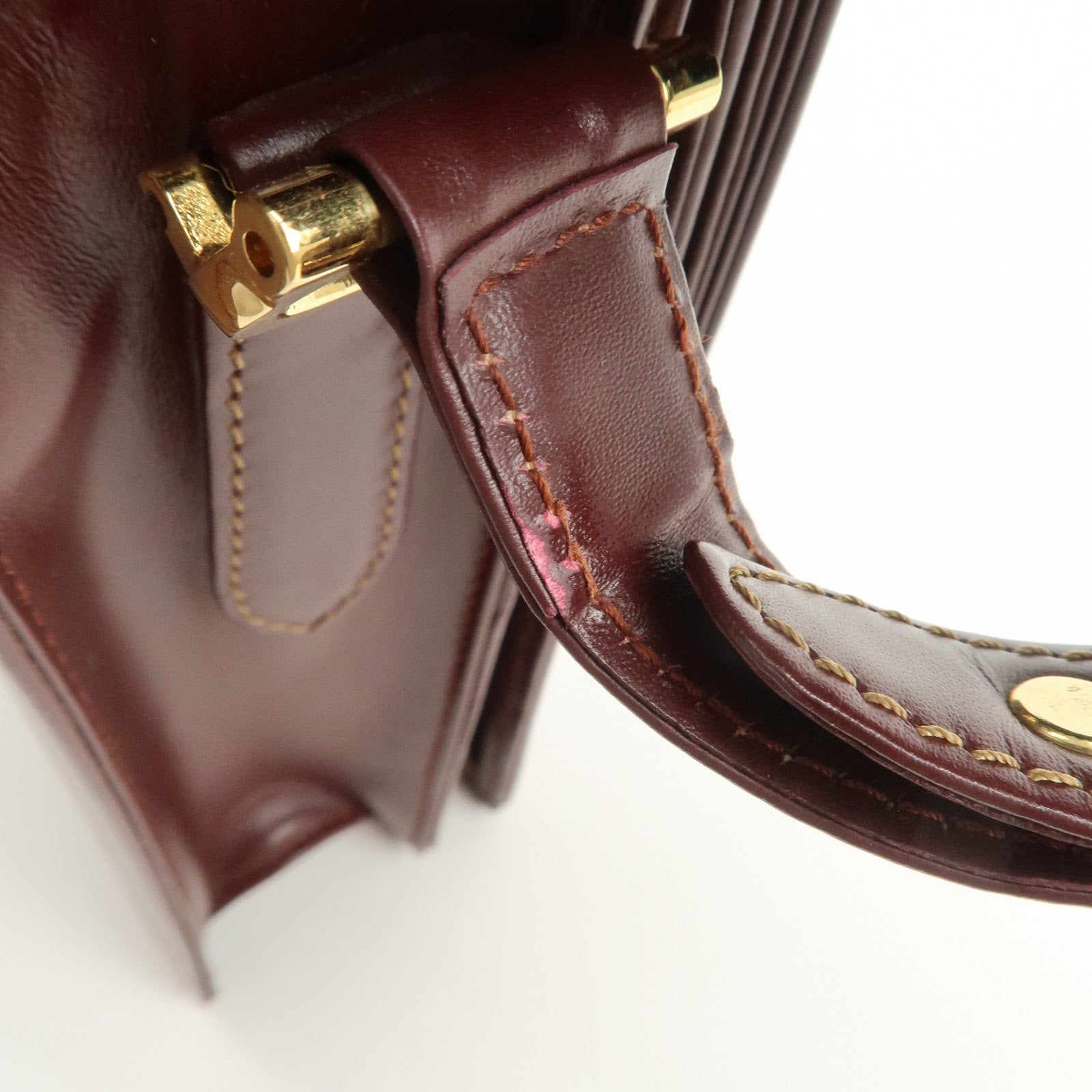 Cartier Must de Cartier Leather Shoulder Bag Hand Bag Bordeaux