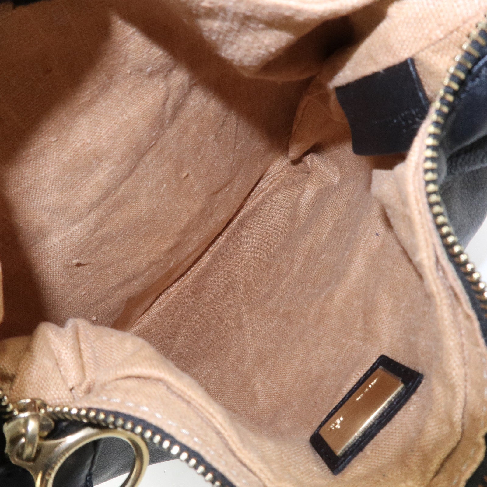 FENDI Logo Leather Shoulder Bag Hand Bag Black 8BR228