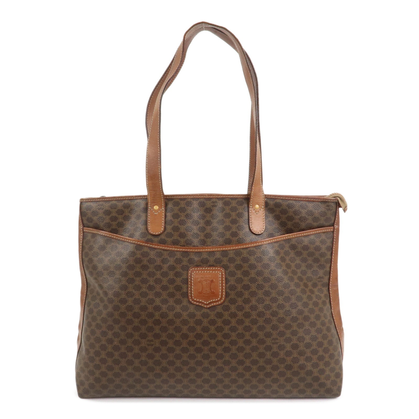 CELINE Macadam PVC Leather Tote Bag Shoulder Bag Brown