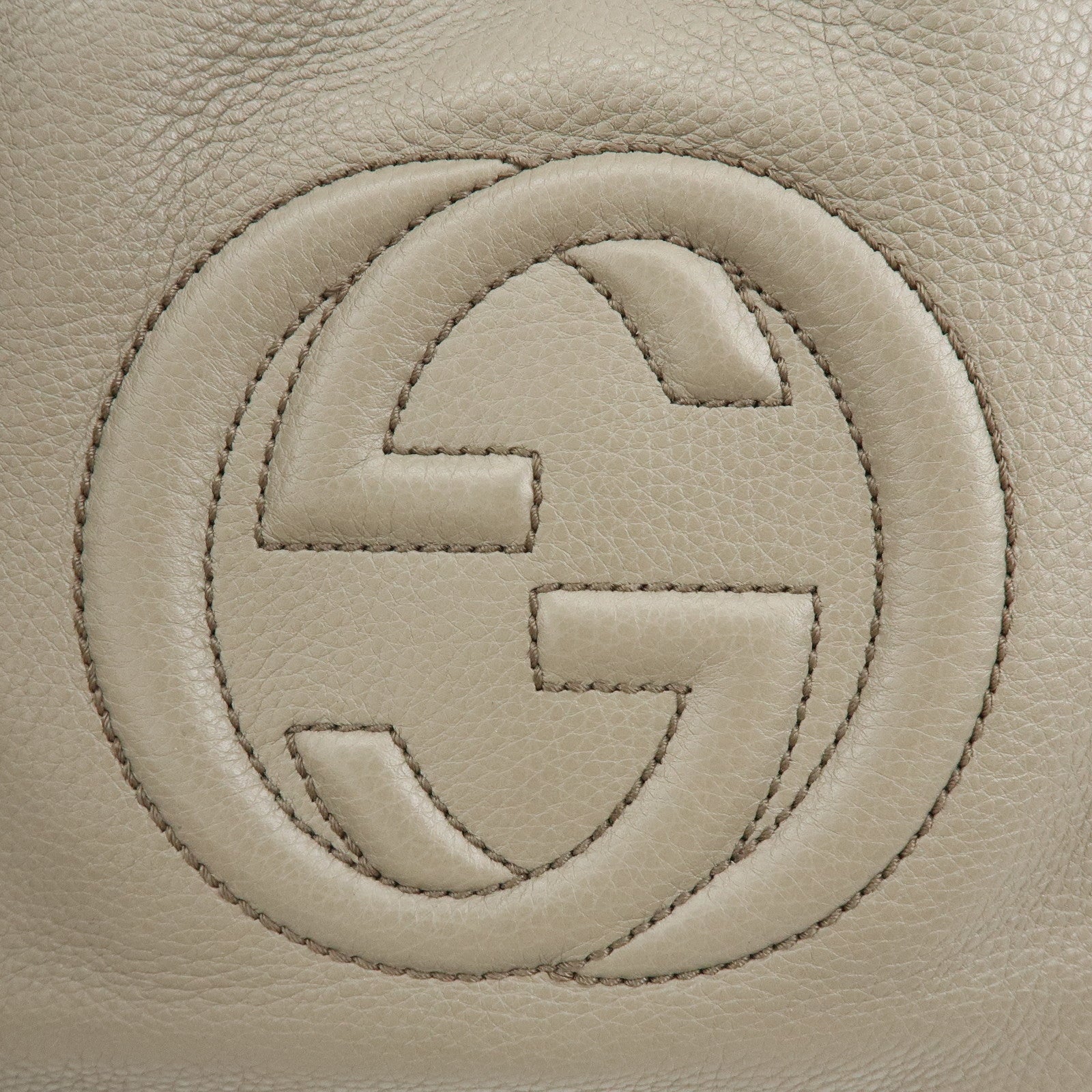 GUCCI SOHO Interlocking G Calf Leather 2Way Hand Bag Gray 336751