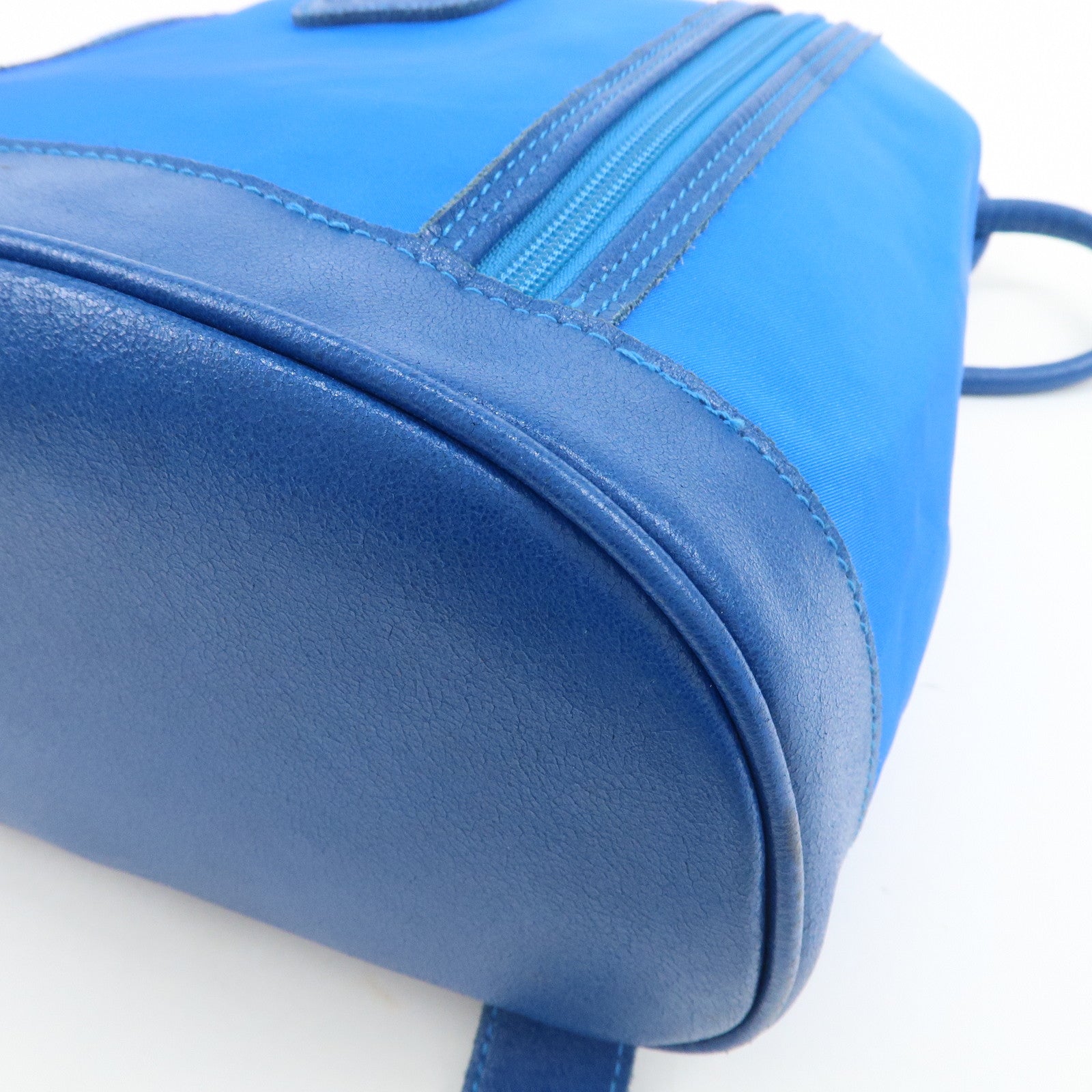 LOEWE Anagram Logo Nylon Leather Backpack Rucksack Blue