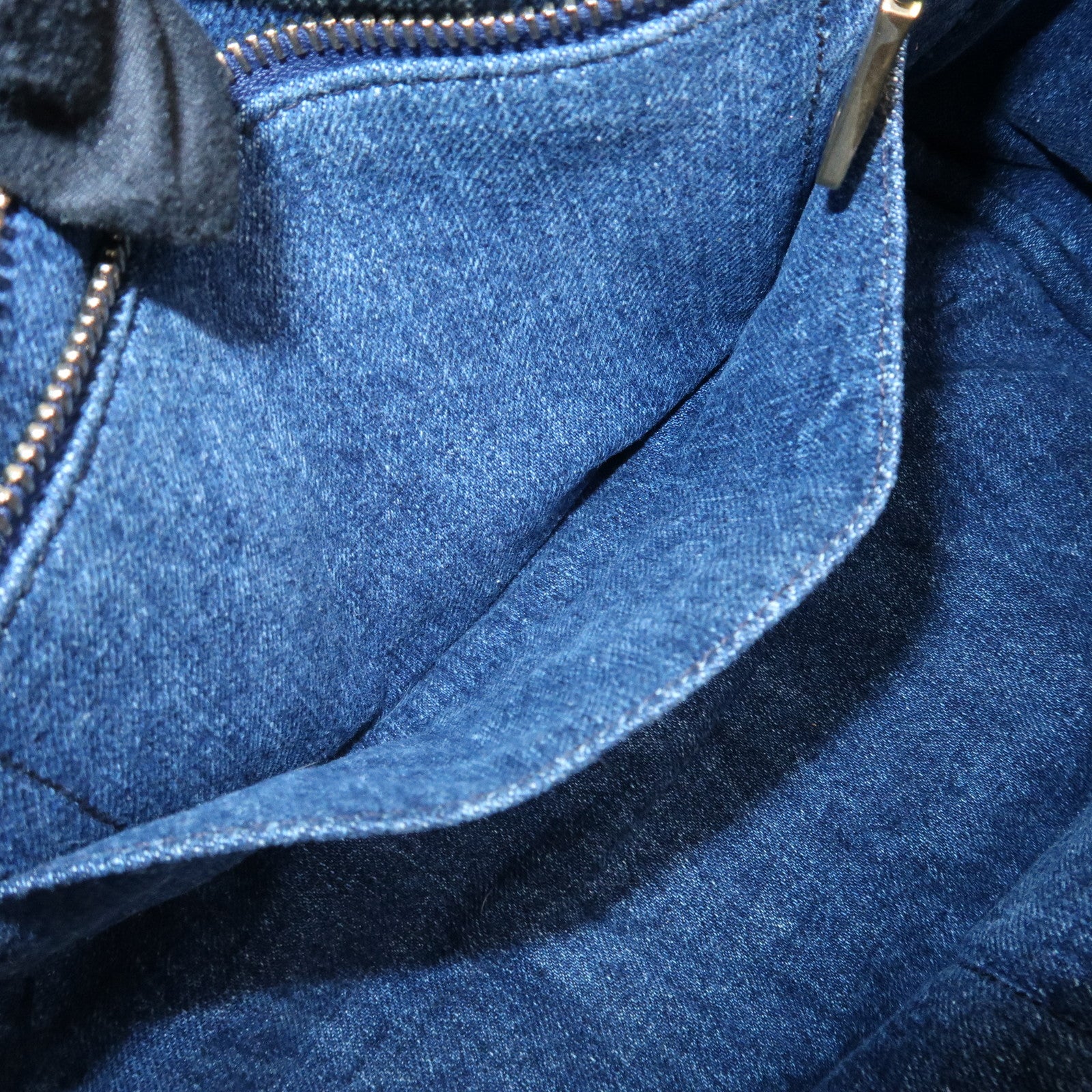 PRADA Canapa Mini Canvas Denim 2Way Shoulder Hand Bag Navy B2439G Used