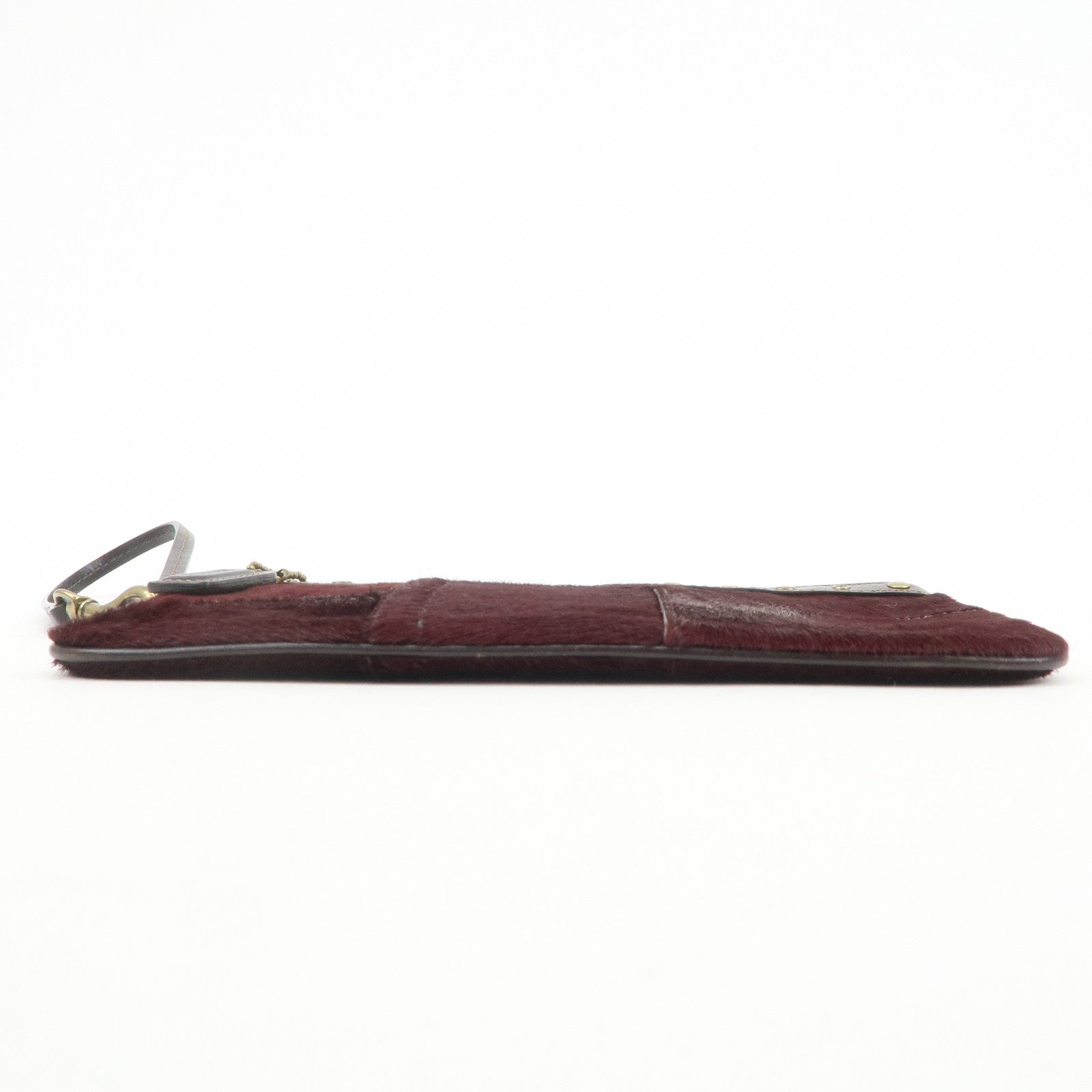 COACH Unborn Calf Leather Pouch Cosmetic Pouch Bordeaux Brown