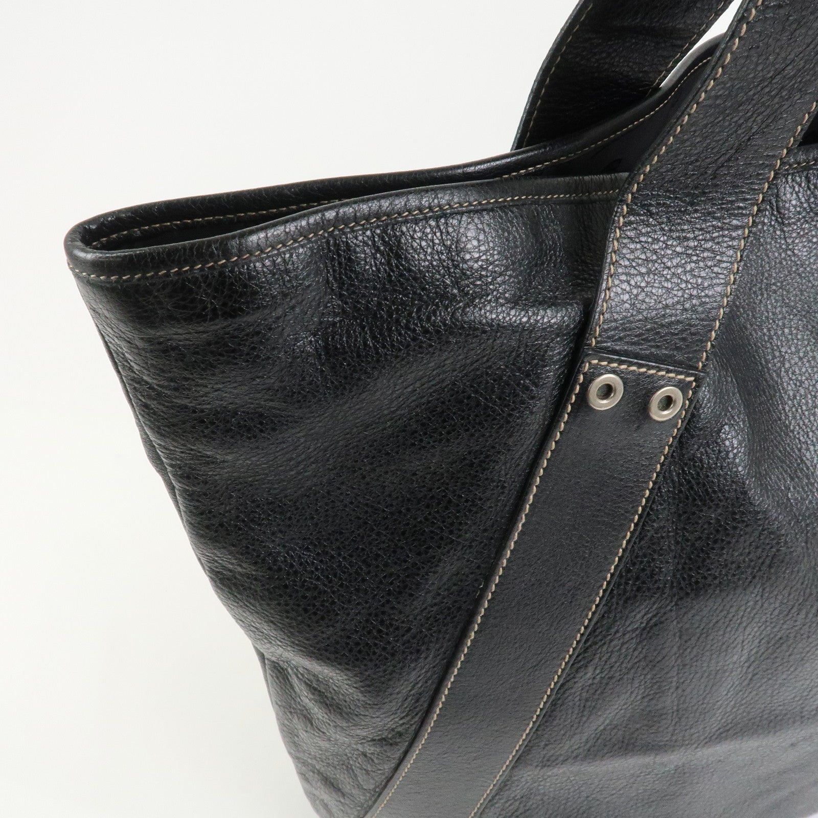 GUCCI Hysteria Leather Tote Bag Hand Bag Black 211126