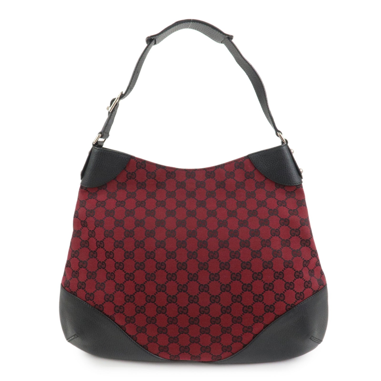 GUCCI GG Canvas Leather Shoulder Bag Red Black 272389