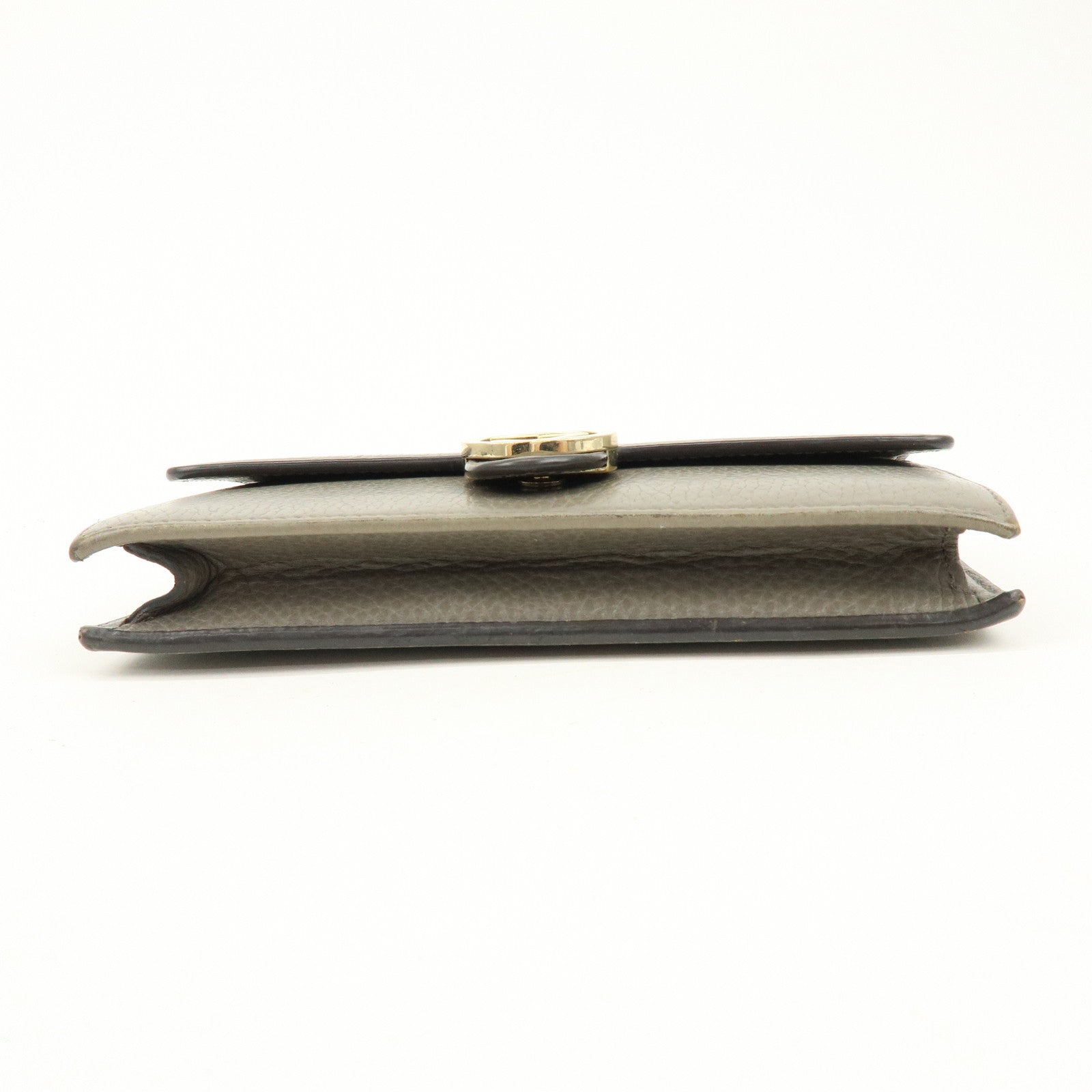 GUCCI Interlocking G Leather Chain Wallet Shoulder Bag Gray 510314