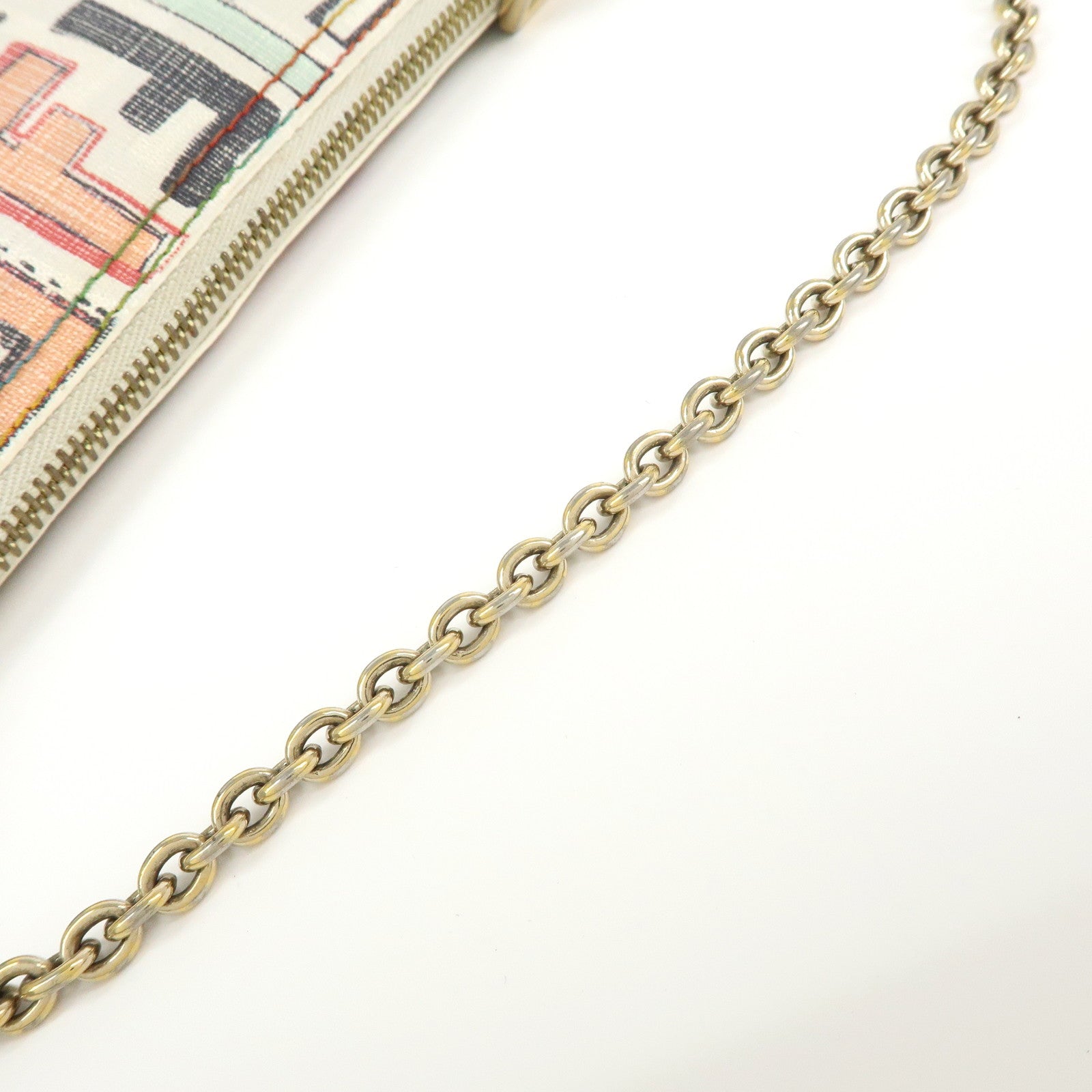 FENDI Zucca Print PVC Chain Accessory Pouch White Multicolor 8BR592