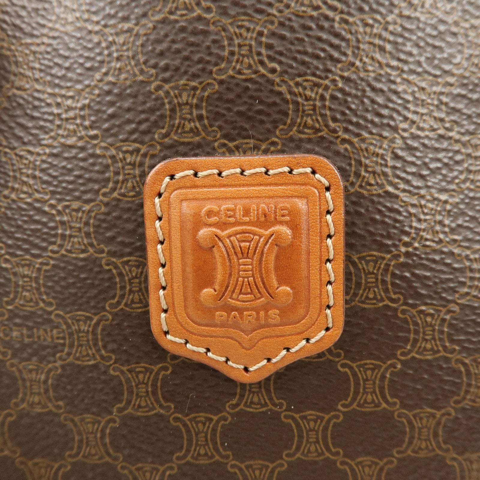 CELINE Macadam PVC Leather Tote Bag Hand Bag Shoulder Bag Brown