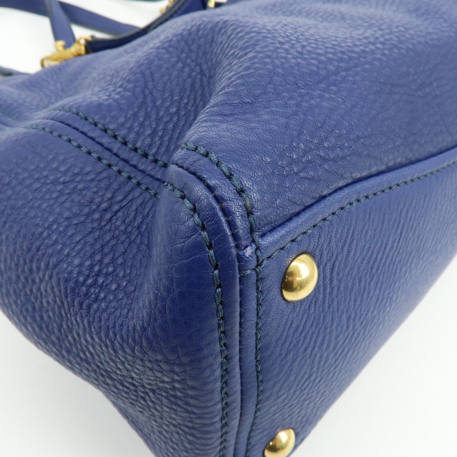 MIU MIU Leather 2Way Bag Hand Bag Shoulder Bag Blue