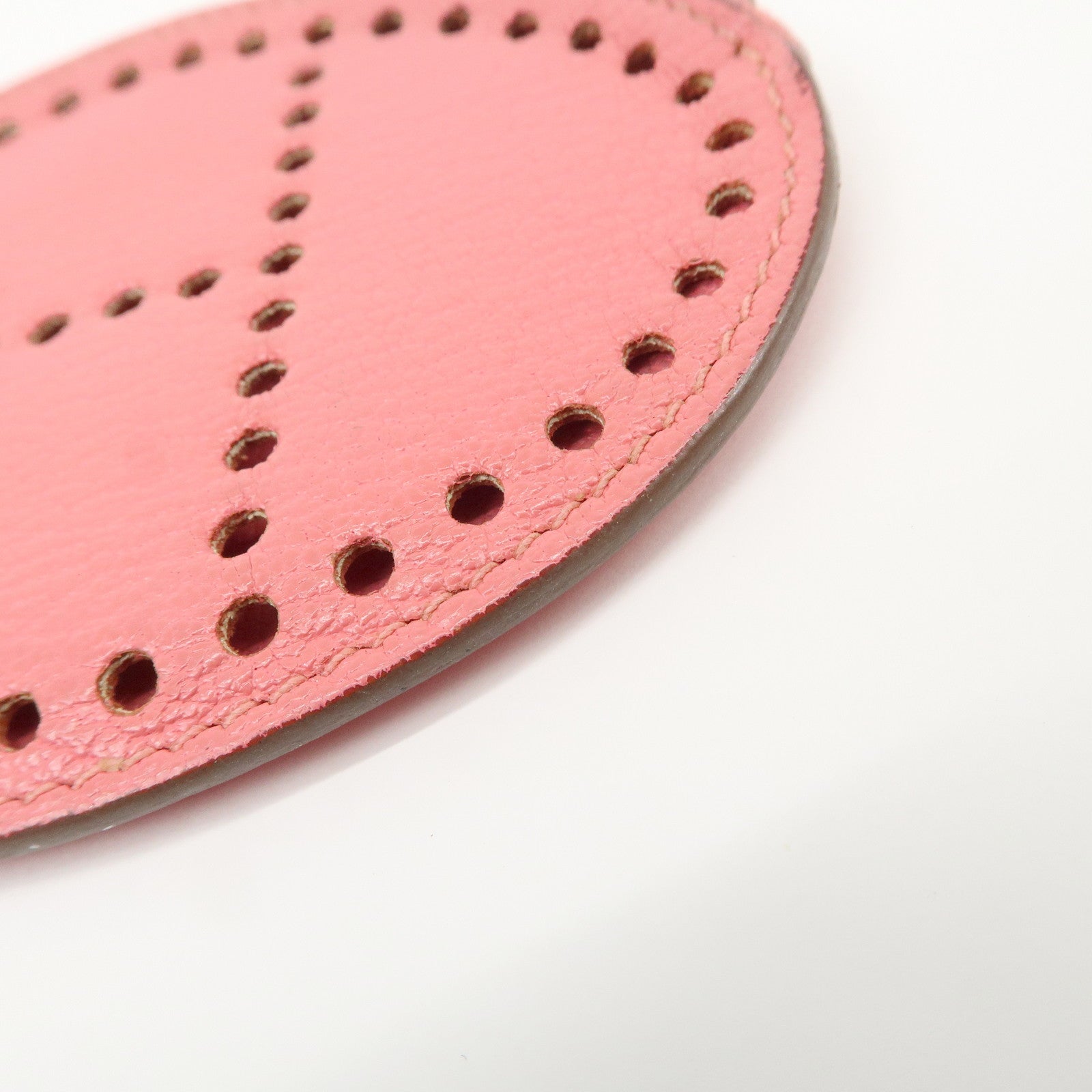 HERMES Leather Evelyne Coin Case P Engraved Rose Azalee Silver HDW