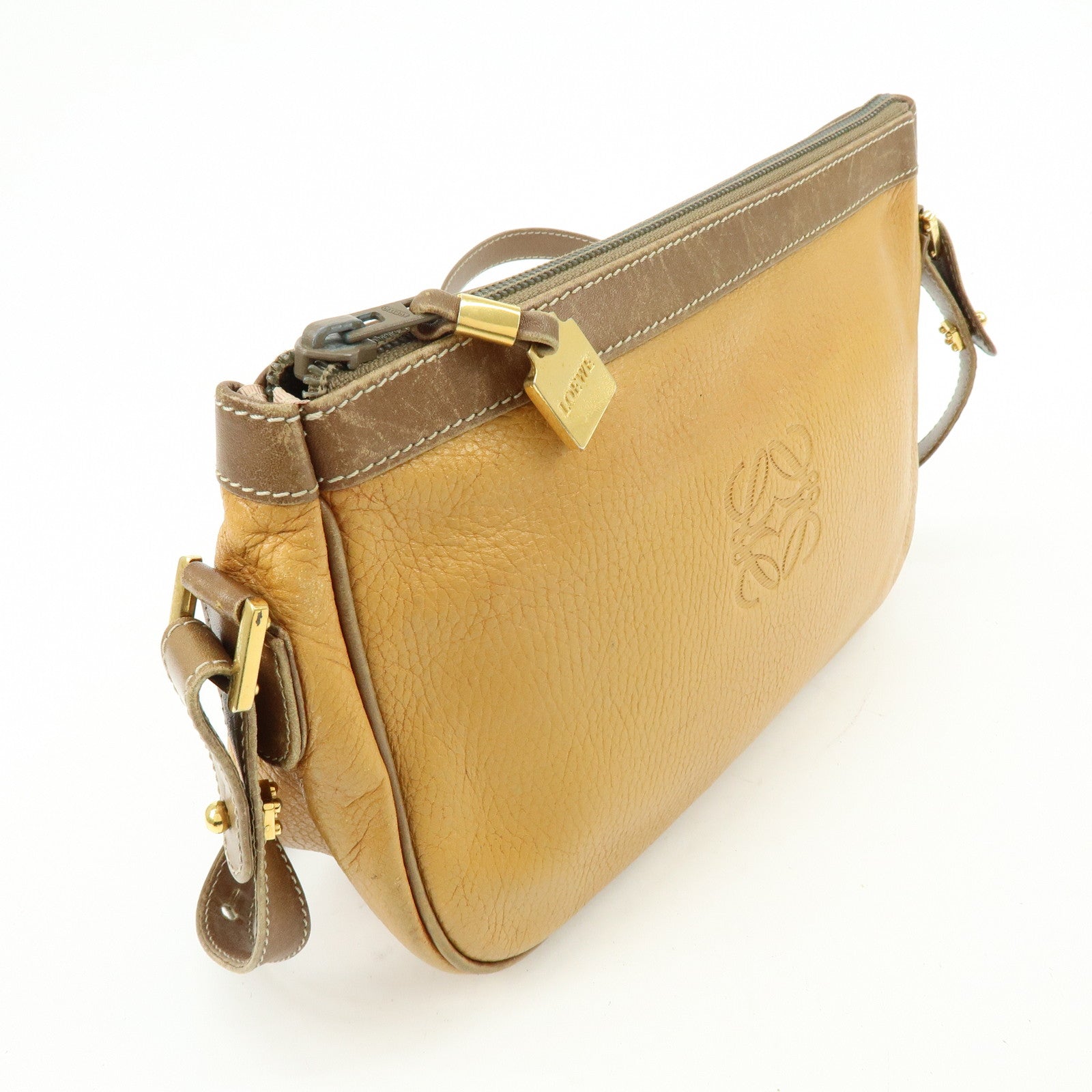 LOEWE Anagram Leather Shoulder Bag Crossbody Bag Brown
