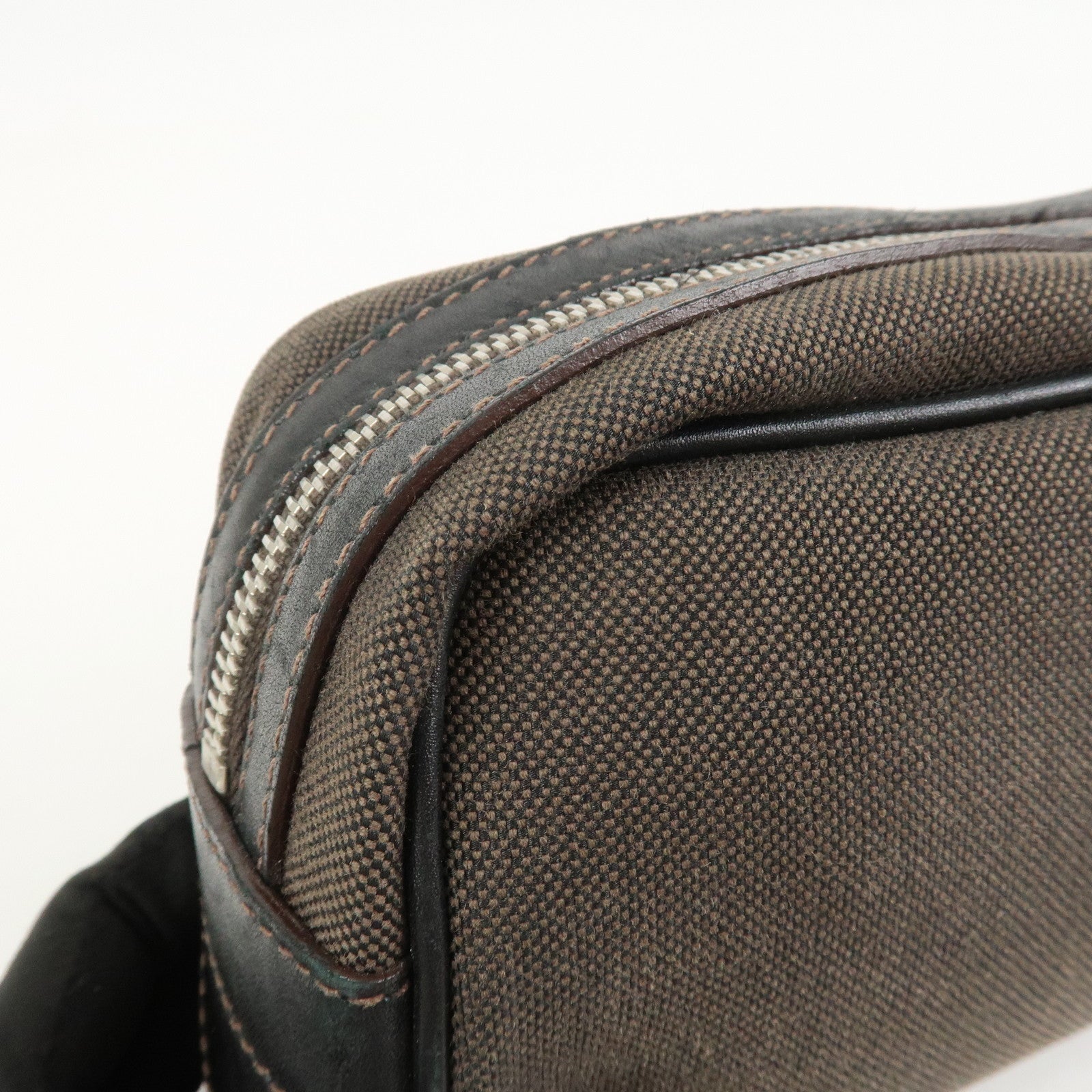 PRADA Logo Jacquard Pouch Cosmetic Pouch Makeup Bag Brown