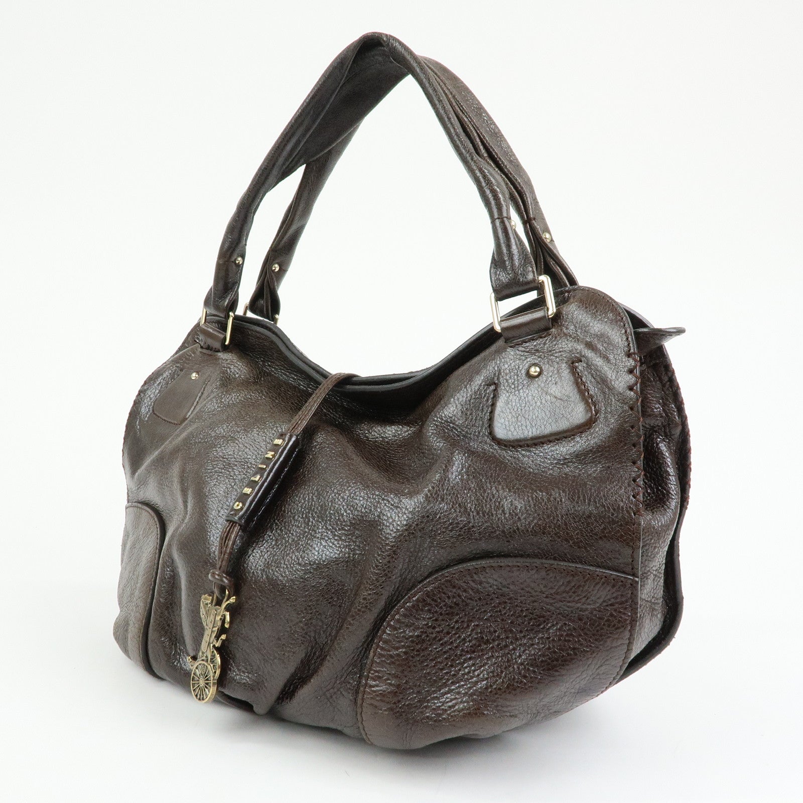 CELINE Bittersweet Leather Shoulder Bag Hand Bag Brown