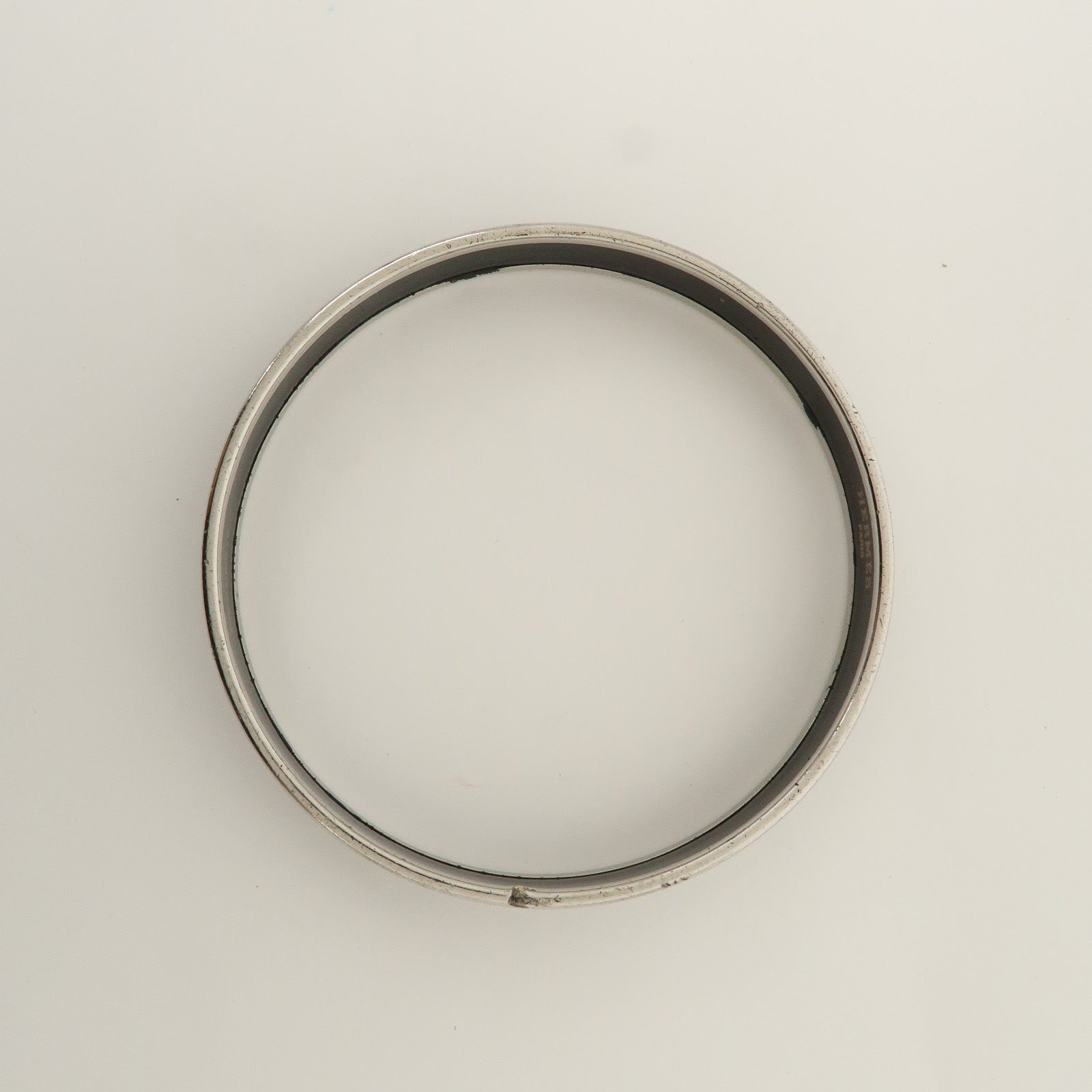 HERMES Email PM Silver Plated Bracelet Bangle Black Silver