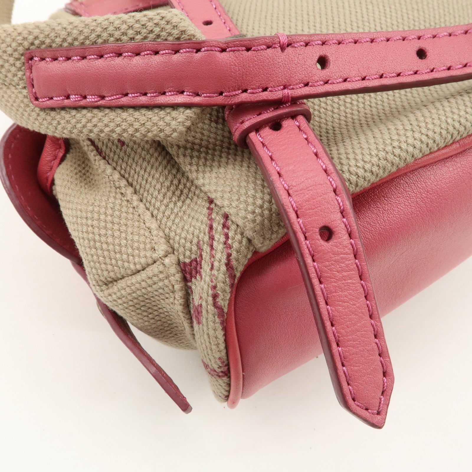 BURBERRY Children Canvas Leather Mini Rucksack Backpack Beige Pink
