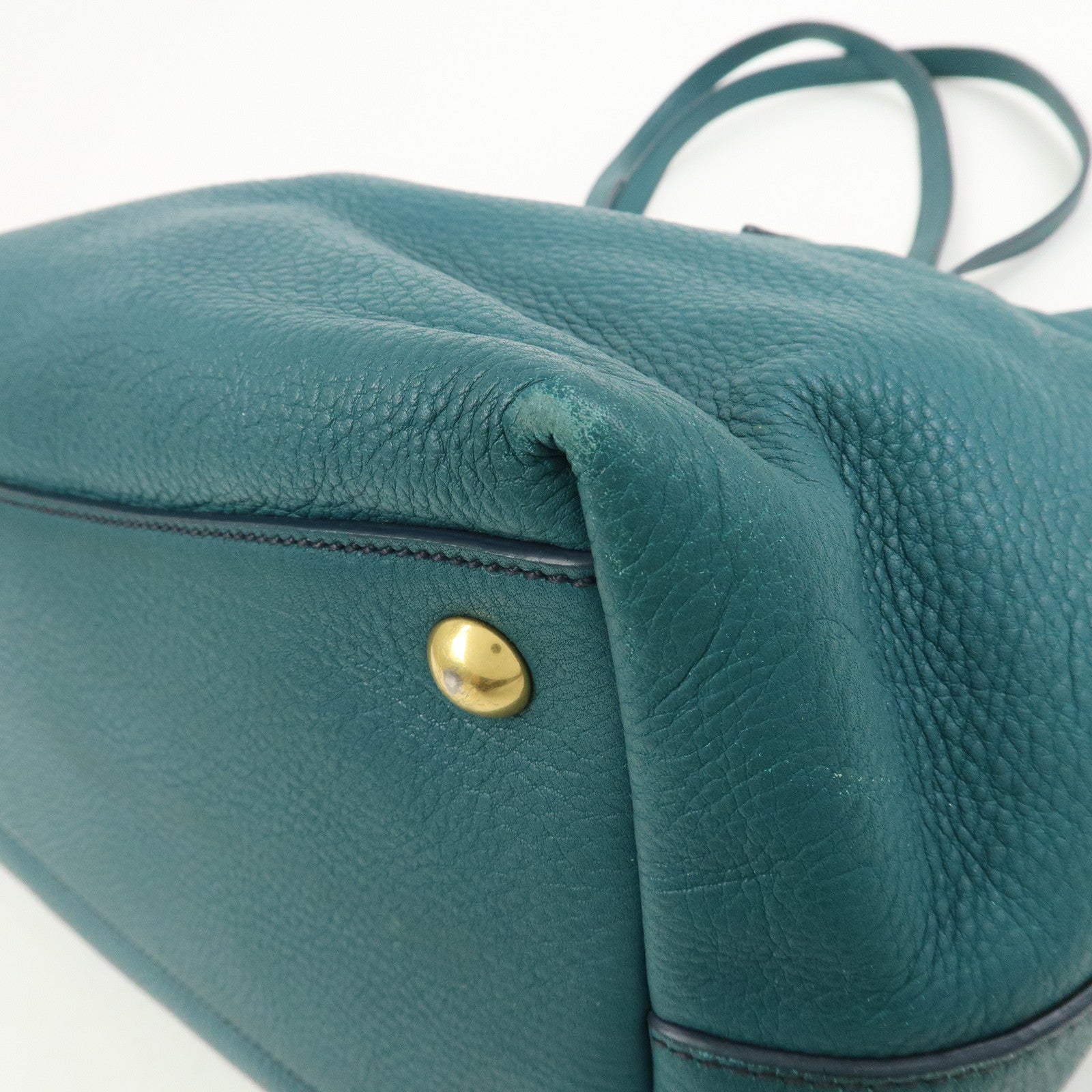 MIU MIU Logo Leather 2Way Bag Hand Bag Shoulder Bag Blue RR1905
