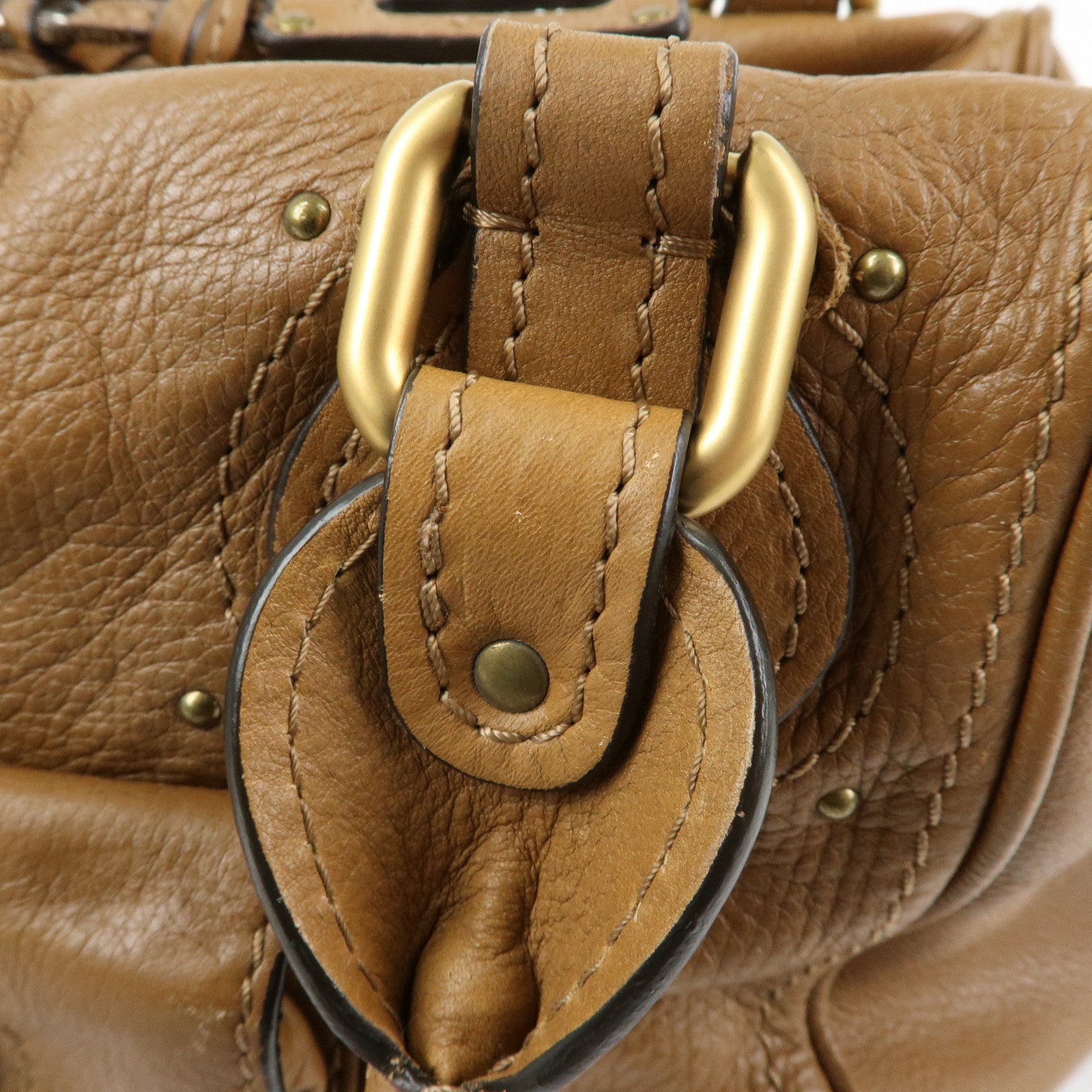 Chloe Paddington Leather Shoulder Bag Boston Bag Brown