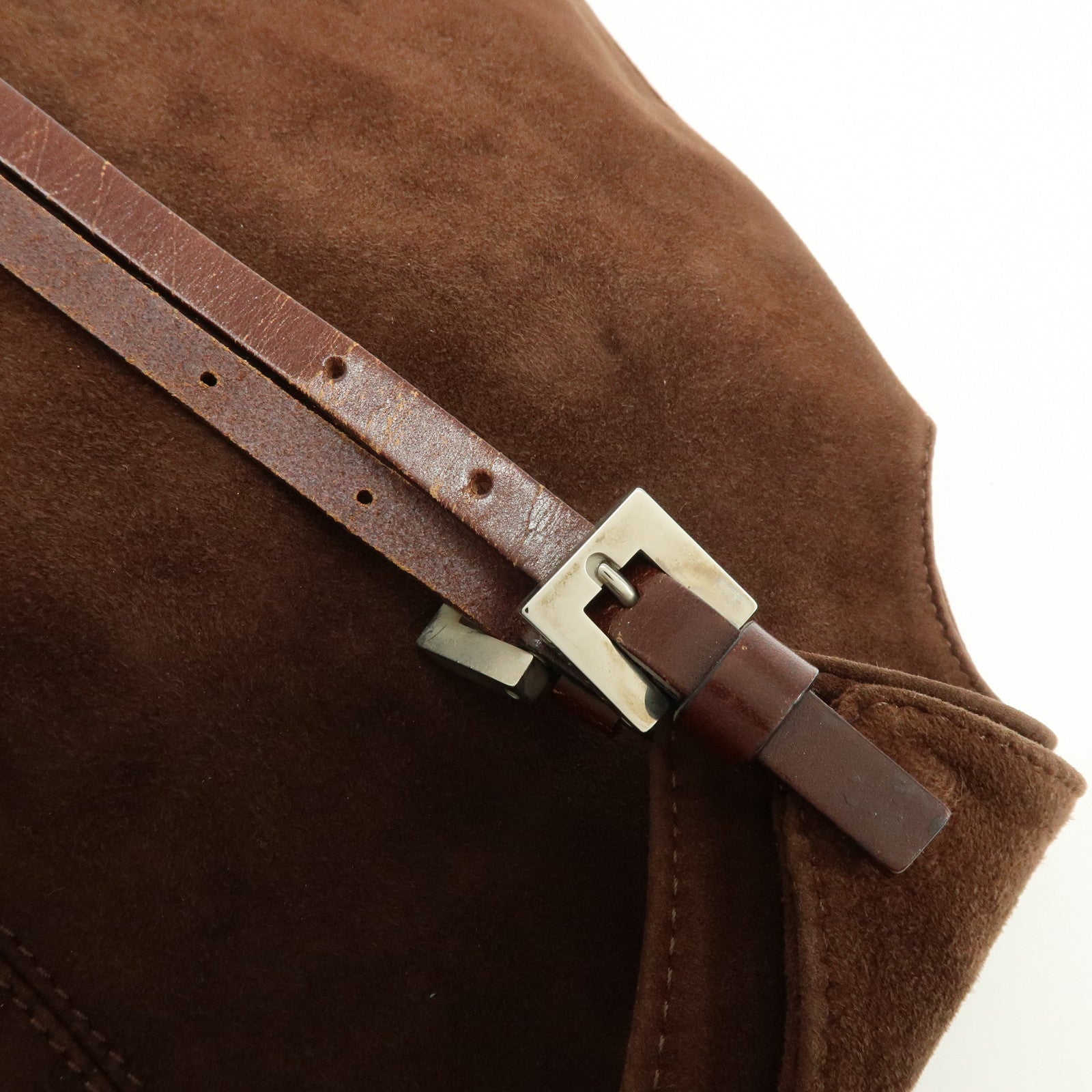 FENDI Suede Tote Bag Hand Bag Shoulder Bag Brown 26690