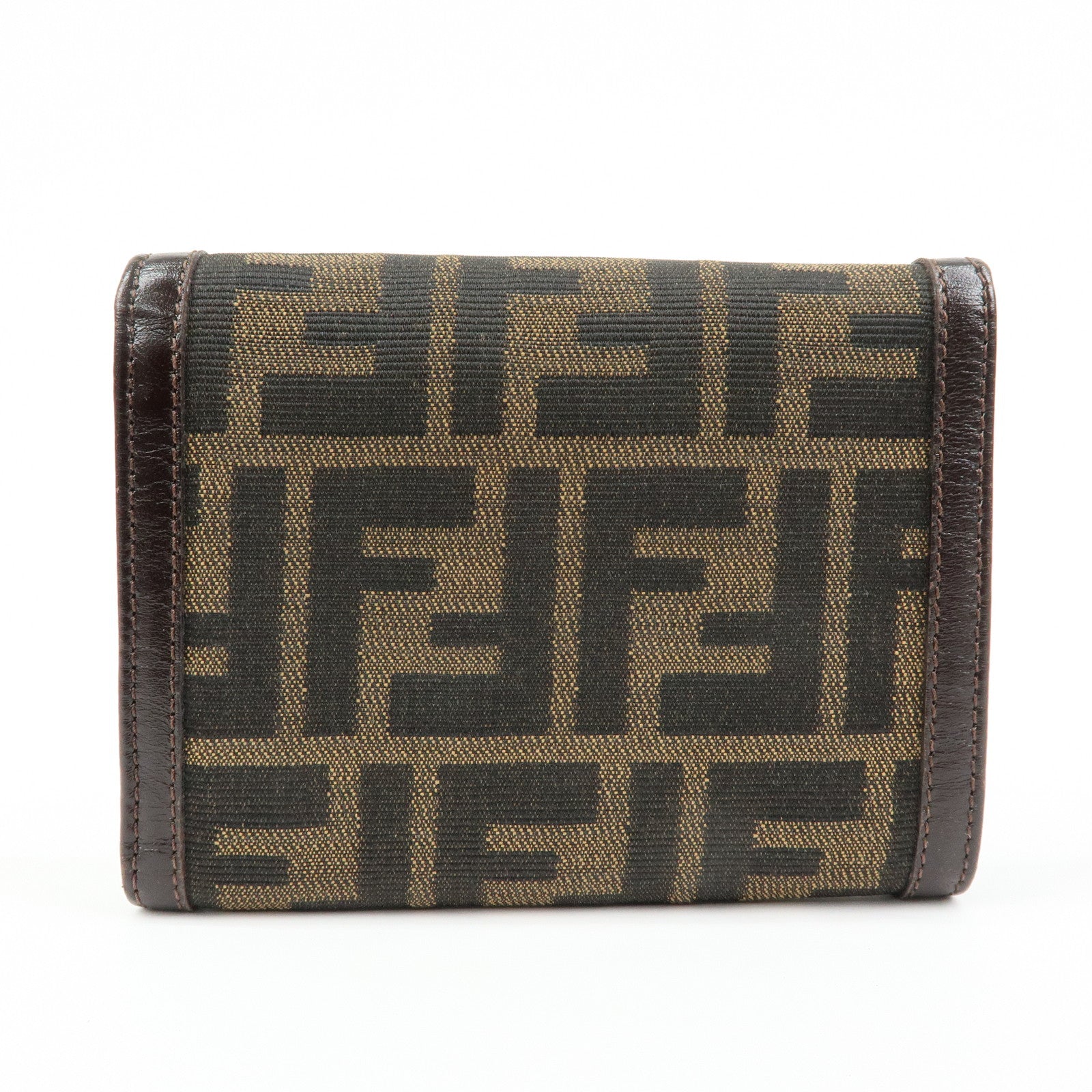 FENDI Zucca Canvas Leather Compact Wallet Brown 2270・30729・008