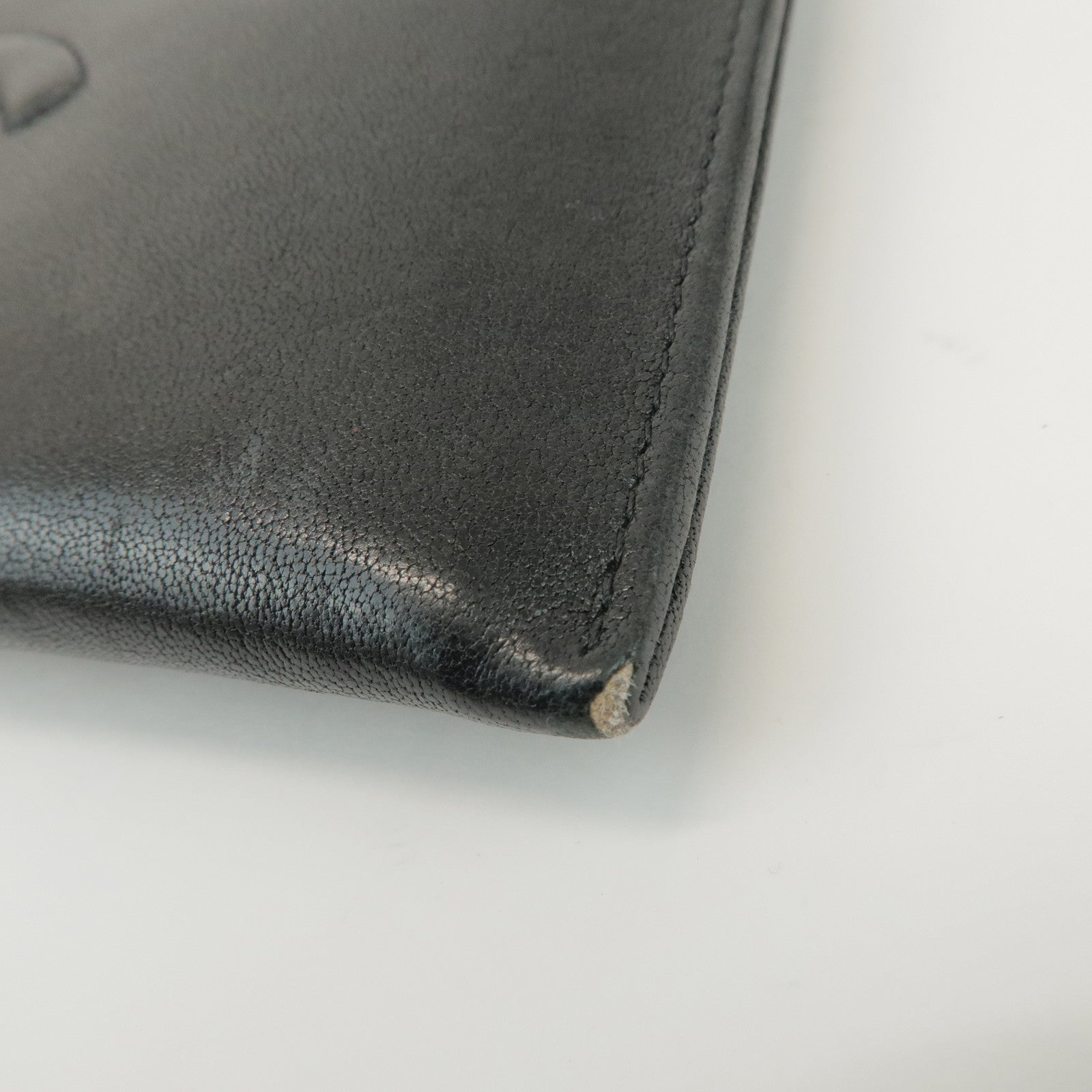 CHANEL COCO Mark Calf Leather Long Wallet Black