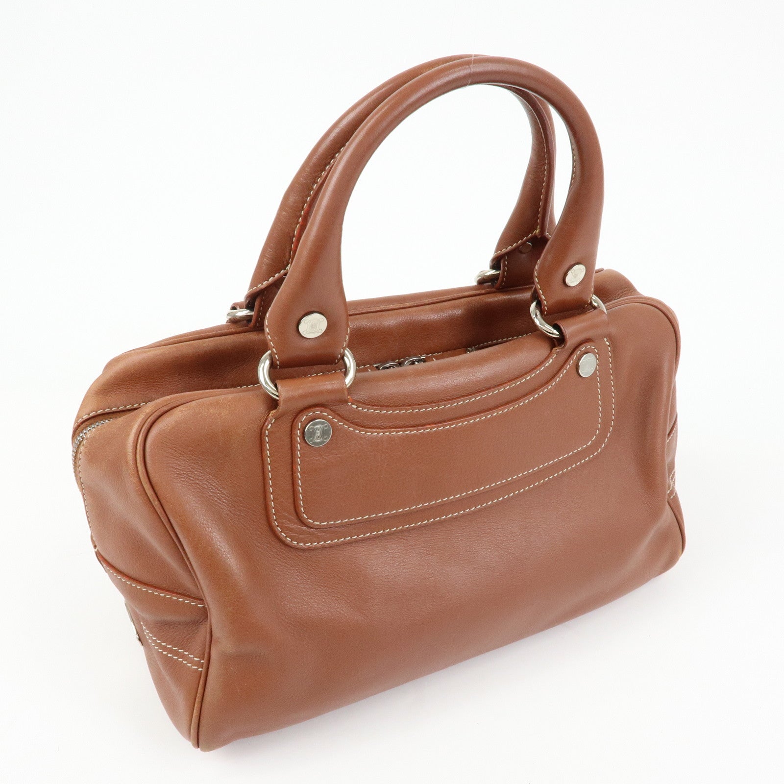 CELINE Boogie Bag Leather Hand Bag Tote Bag Brown