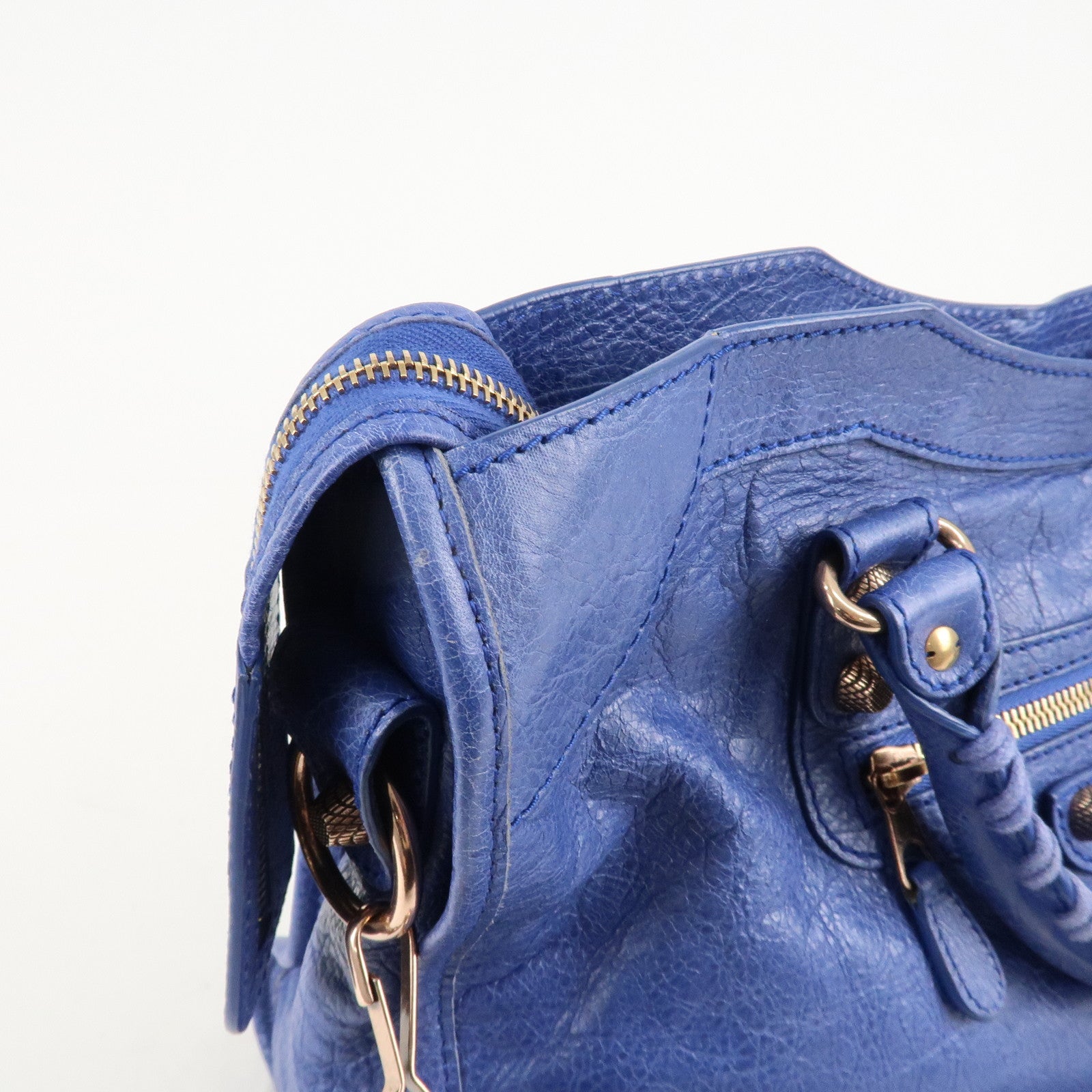 BALENCIAGA The Giant City Leather 2Way Hand Bag Blue 281770