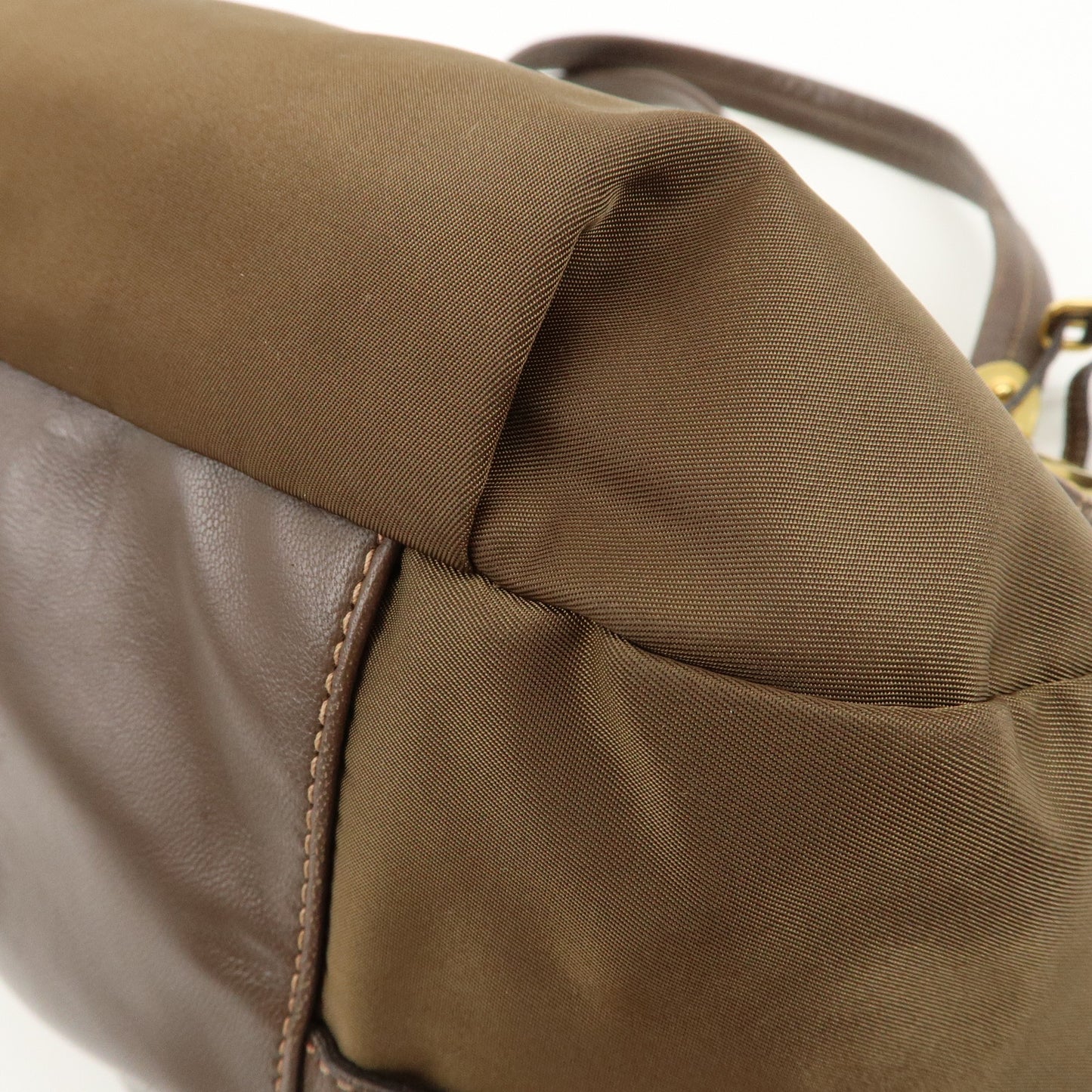 PRADA Nylon Leather 2Way Shoulder Bag Brown BR4261