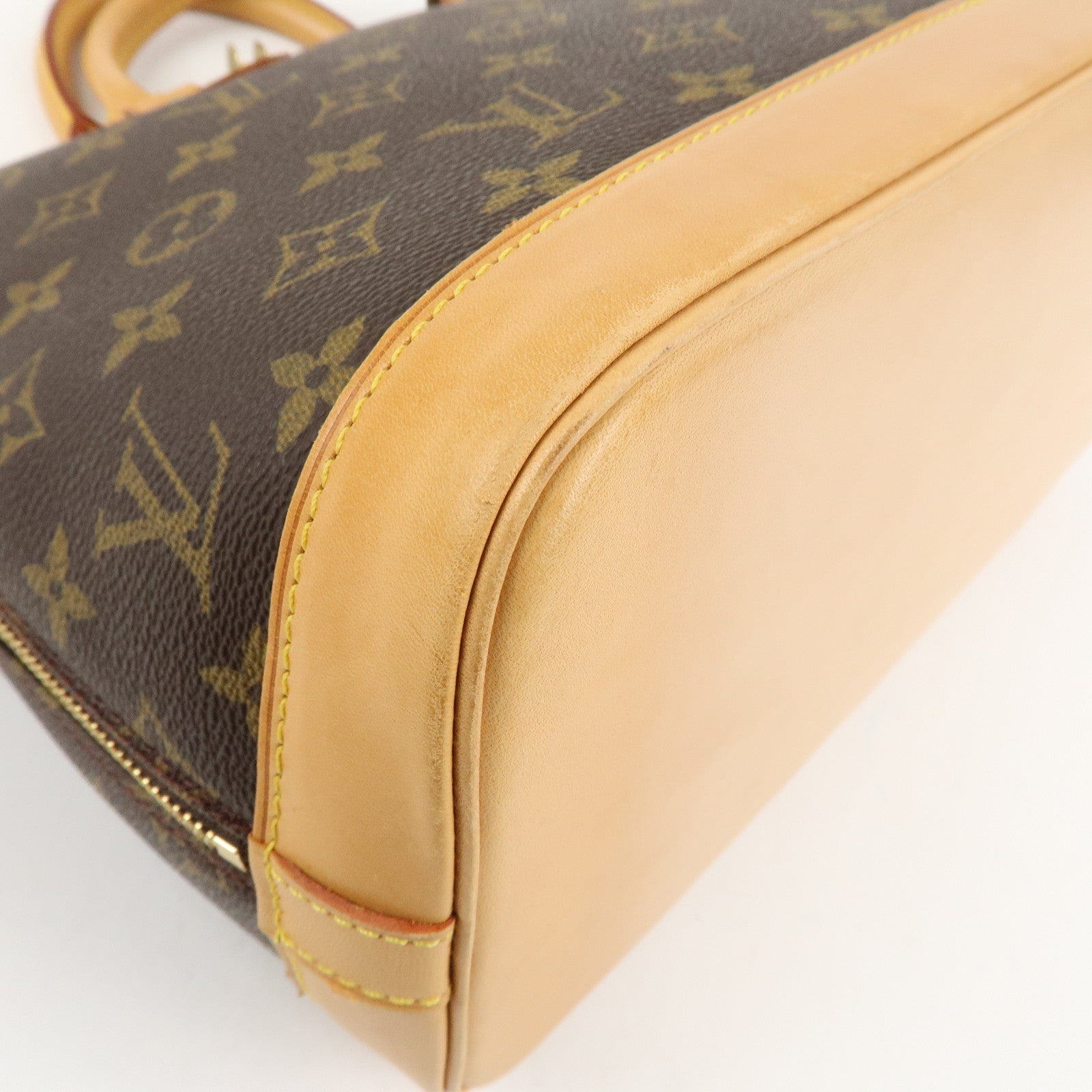 Louis Vuitton Monogram Alma Hand Bag Brown Gold Hardware M51130