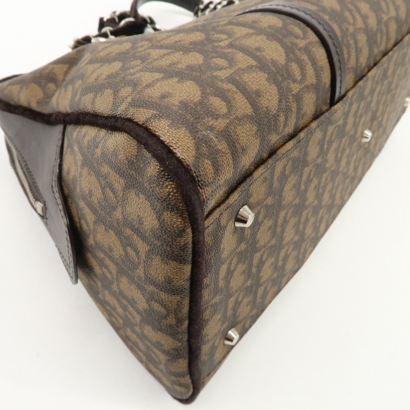 Christian Dior Romantic Trotter PVC Velor Chain Shoulder Bag Used
