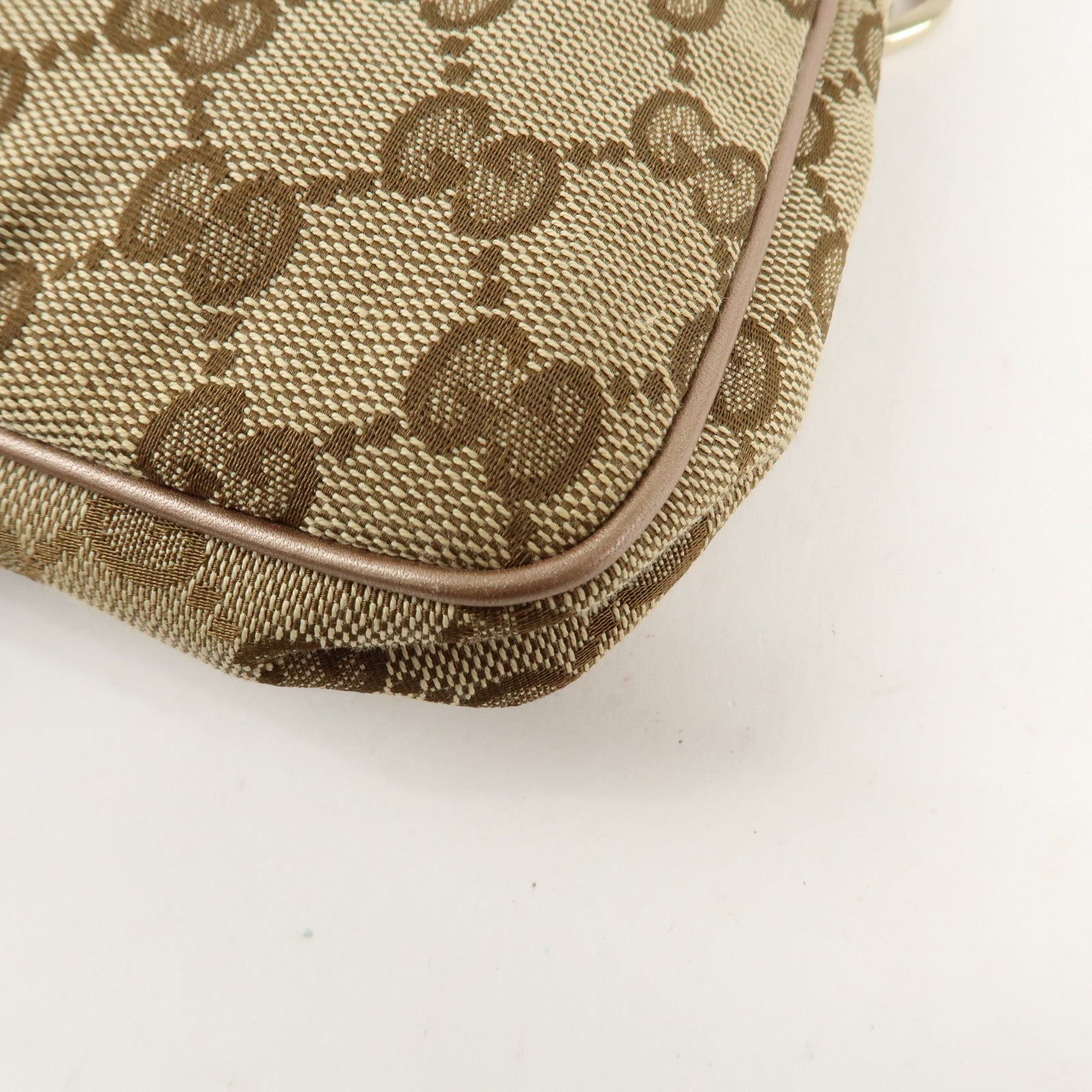 GUCCI Lovely GG Canvas Leather Shoulder Bag Beige Pink 256899 Used