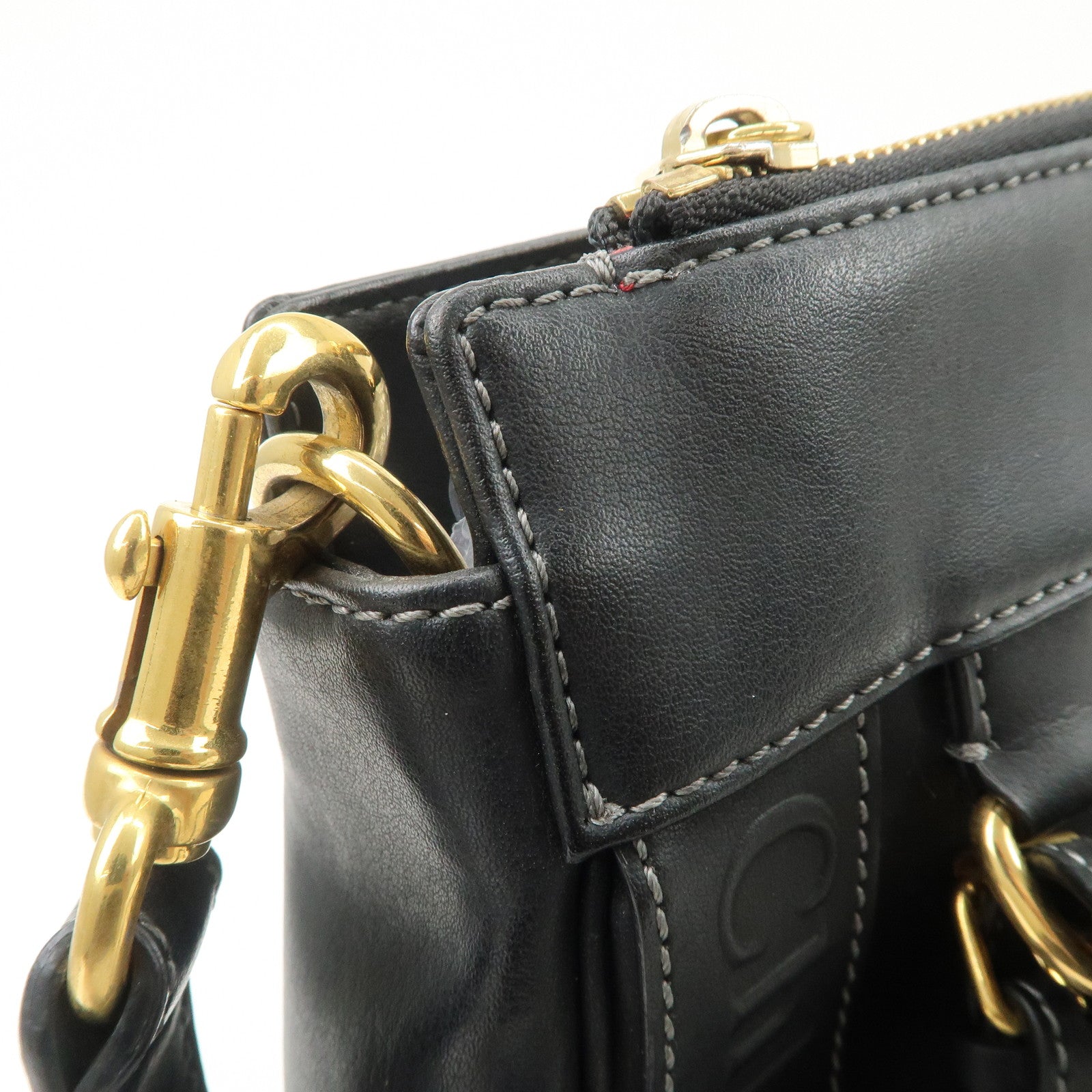 Chloe Eden Leather Tassel Shoulder Bag Black Brown Used