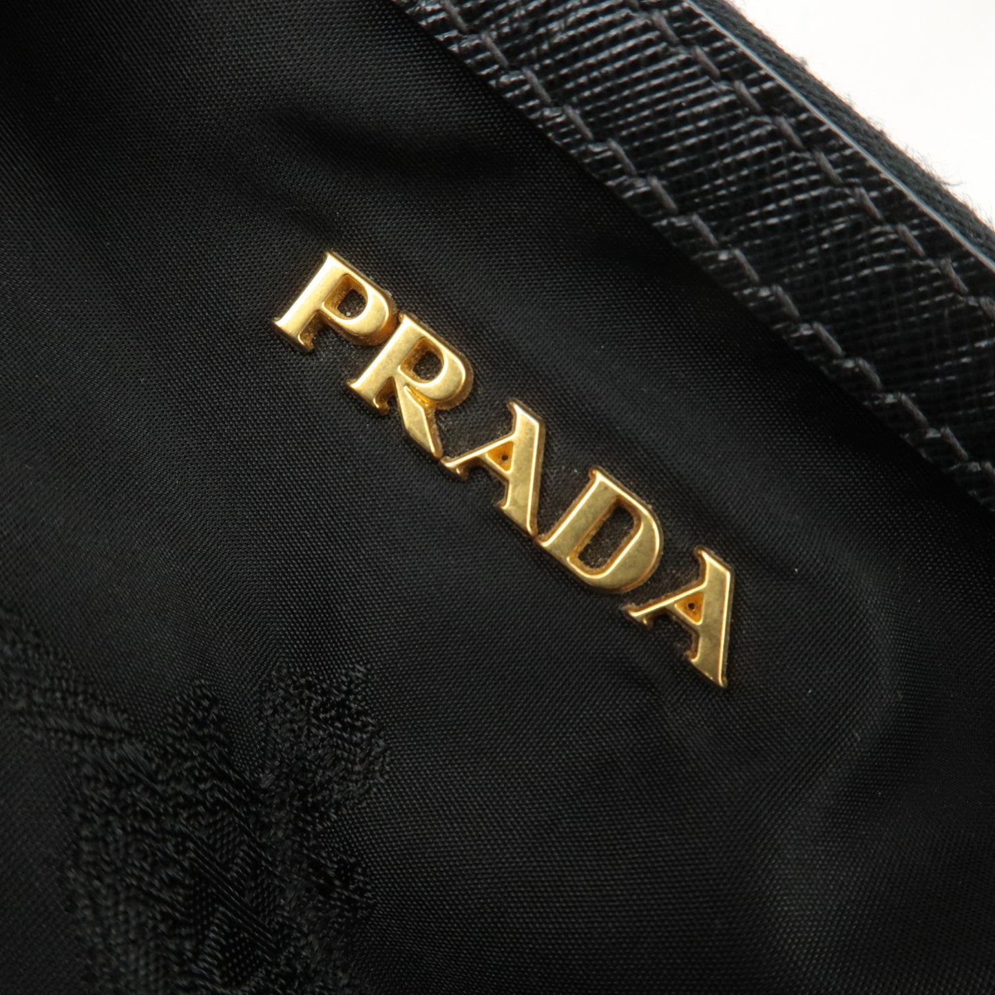 PRADA Logo Nylon Leather Tote Bag Shoulder Bag Black BL0600