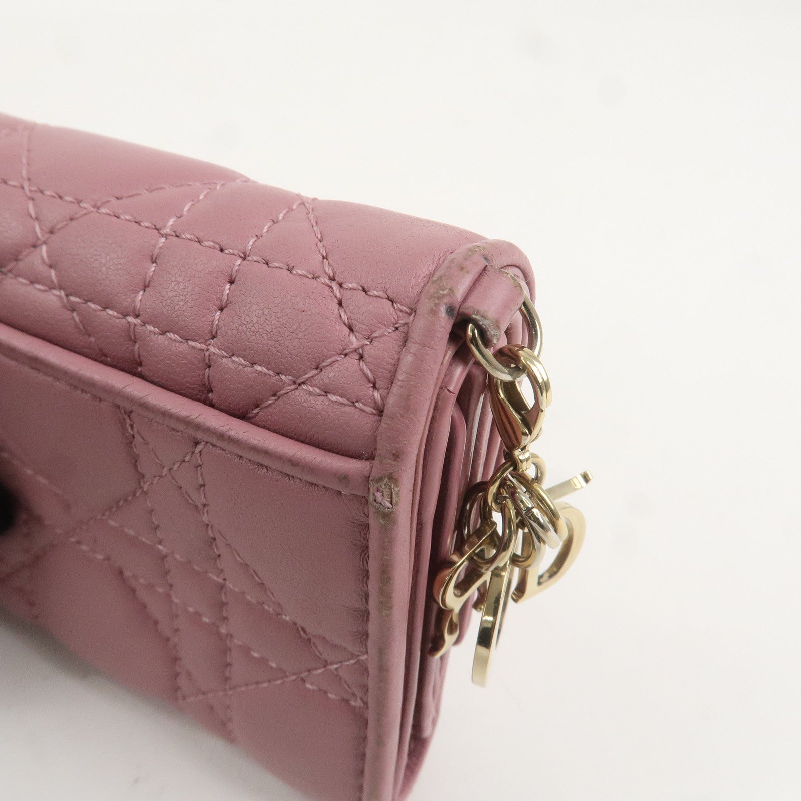 Christian Dior Cannage Leather Lotus Wallet Pink