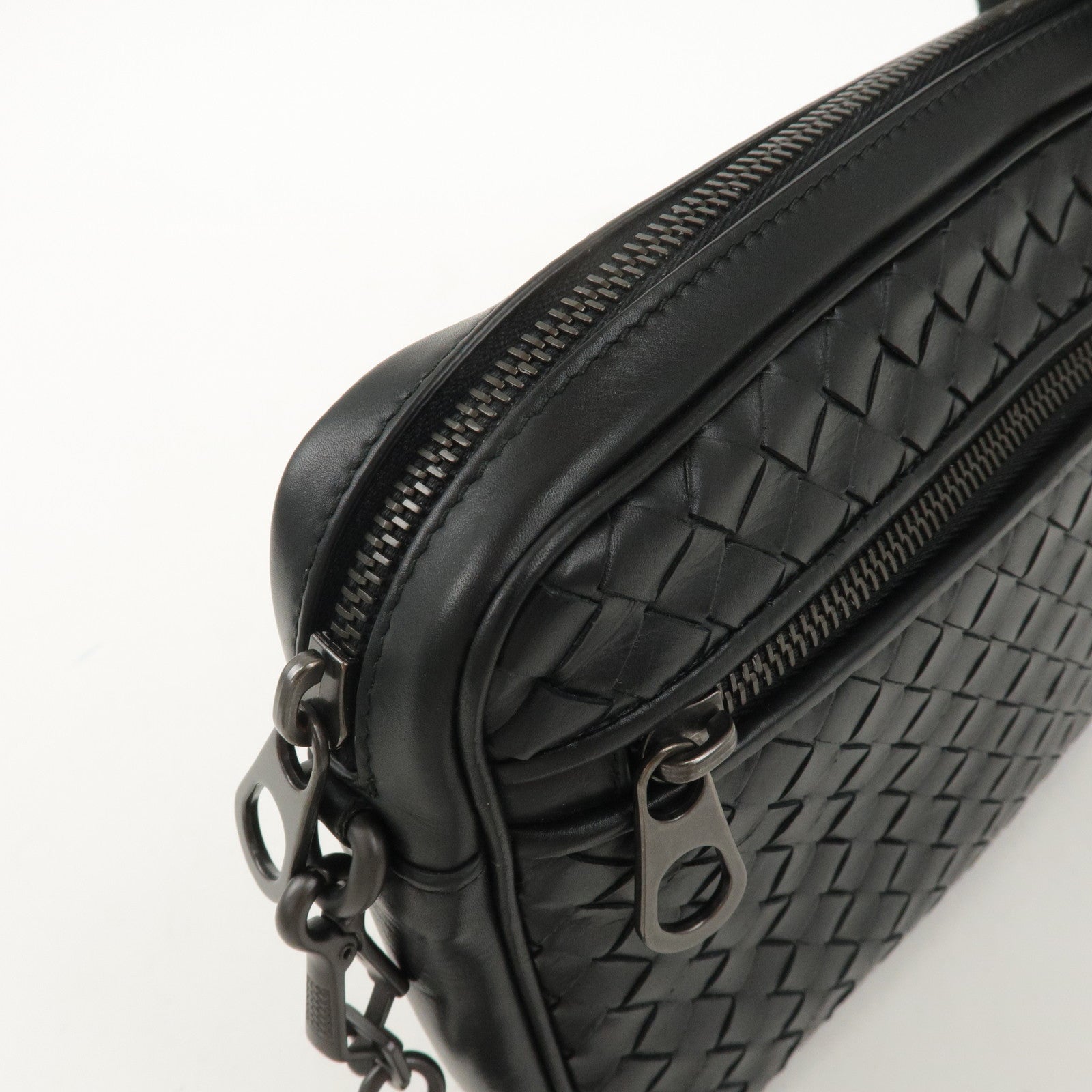 BOTTEGA VENETA Intrecciato Leather Clutch Bag Black