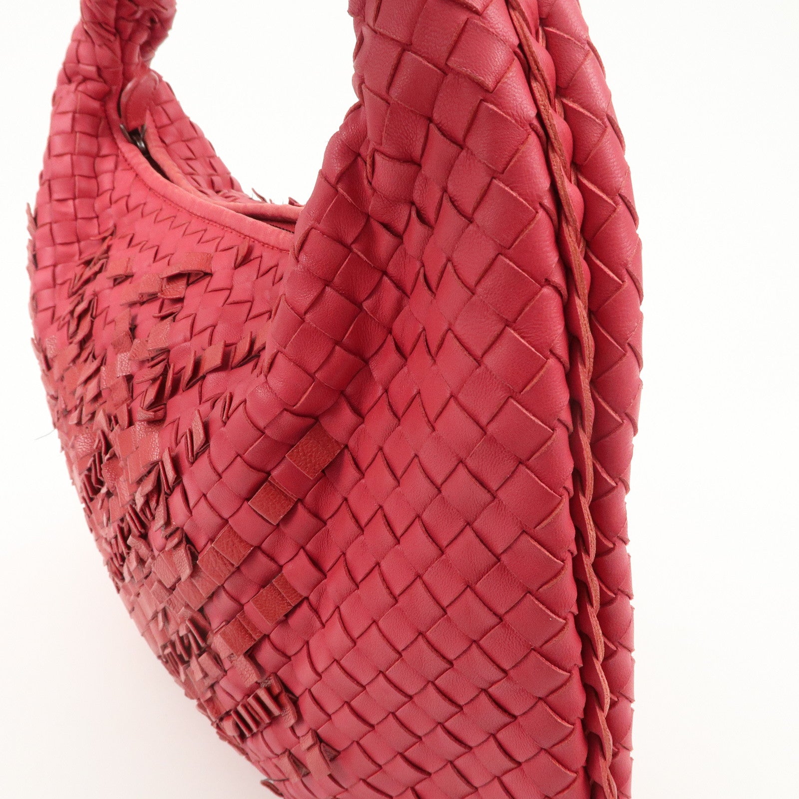 BOTTEGA VENETA Hobo Intrecciato Leather Shoulder Bag Pink 115653