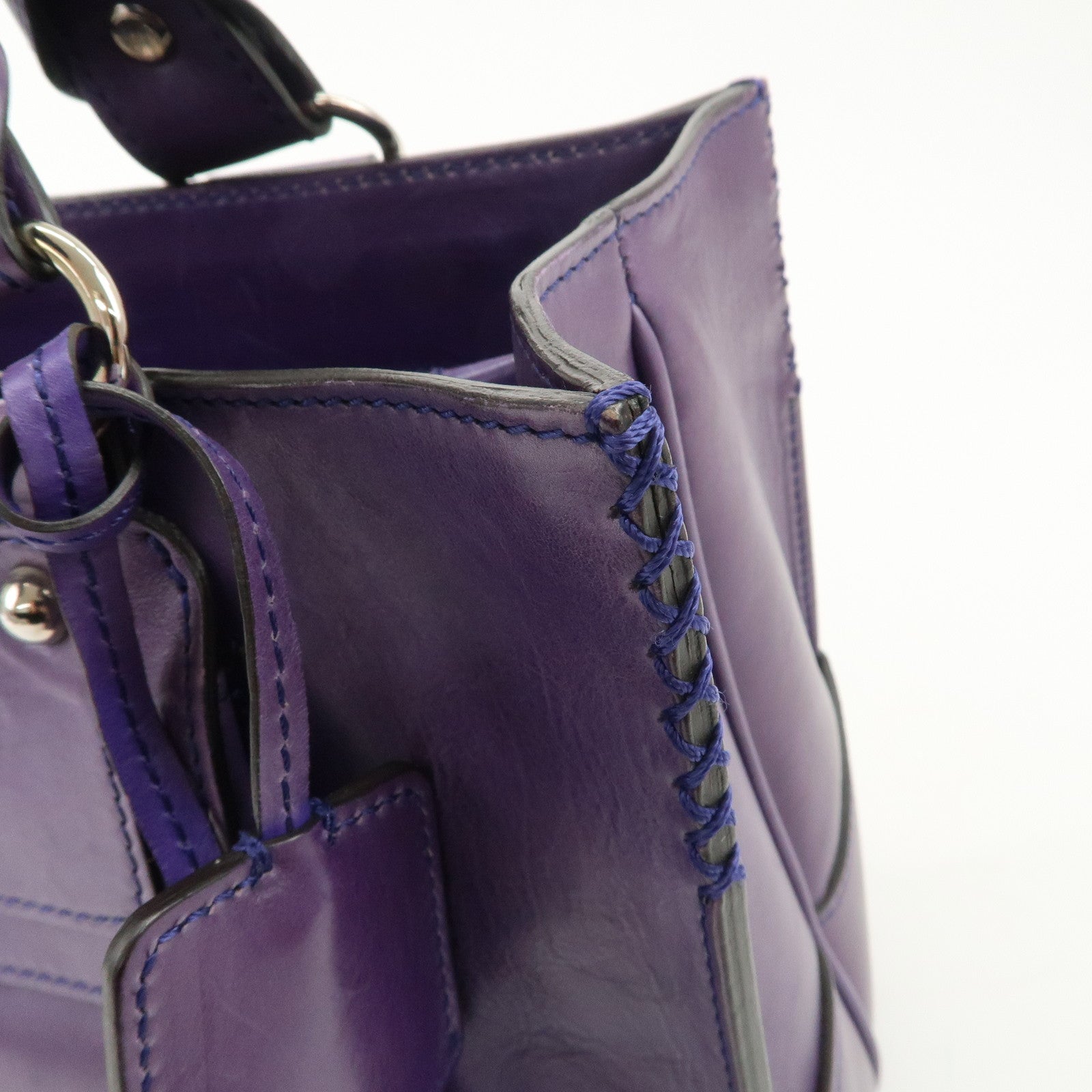 CELINE Leather Boogie Bag Hand Bag Purple Used